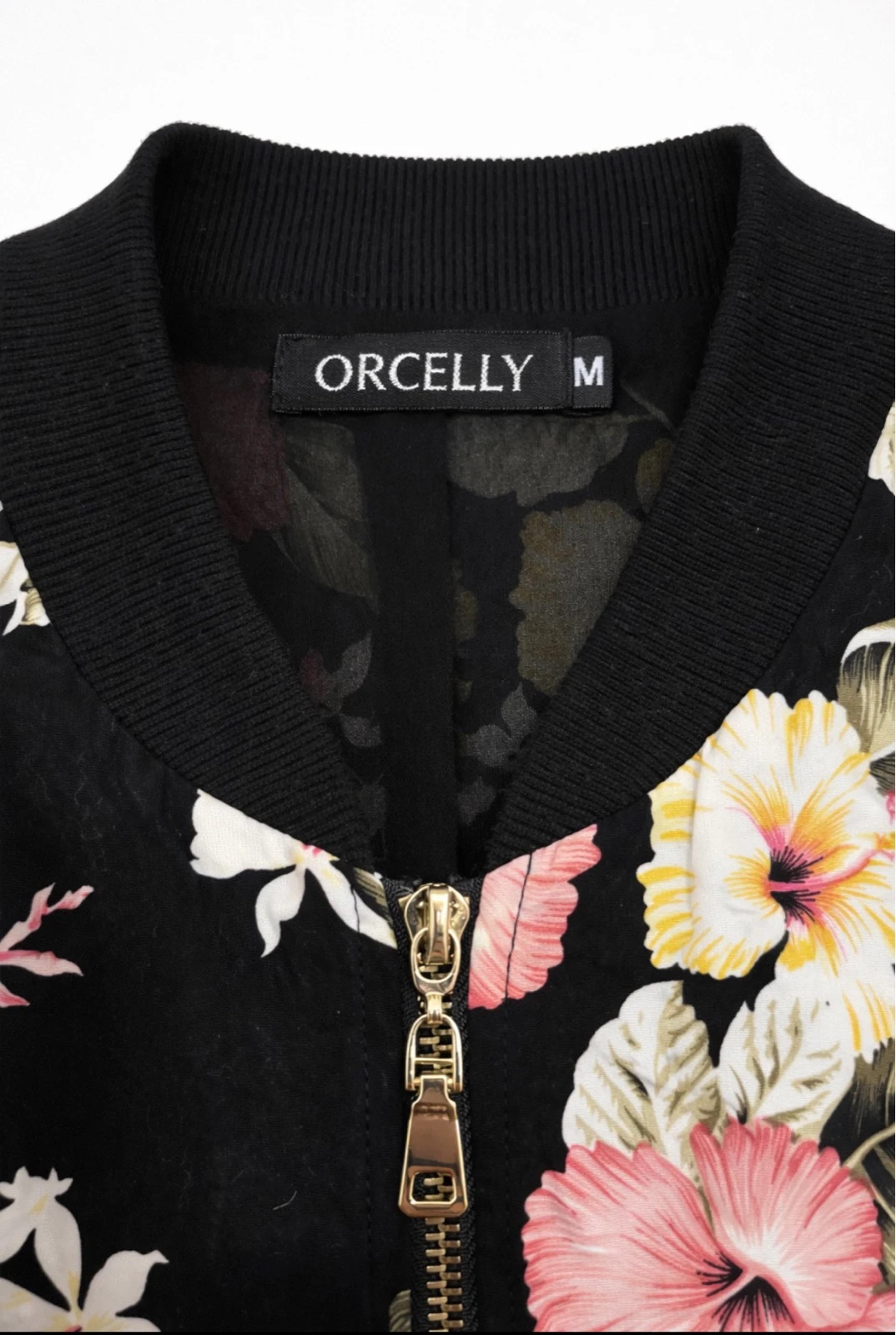 Bomber fleuri ultra tendance zip doré style chic – Orcelly – taille S / 36 / 8 4