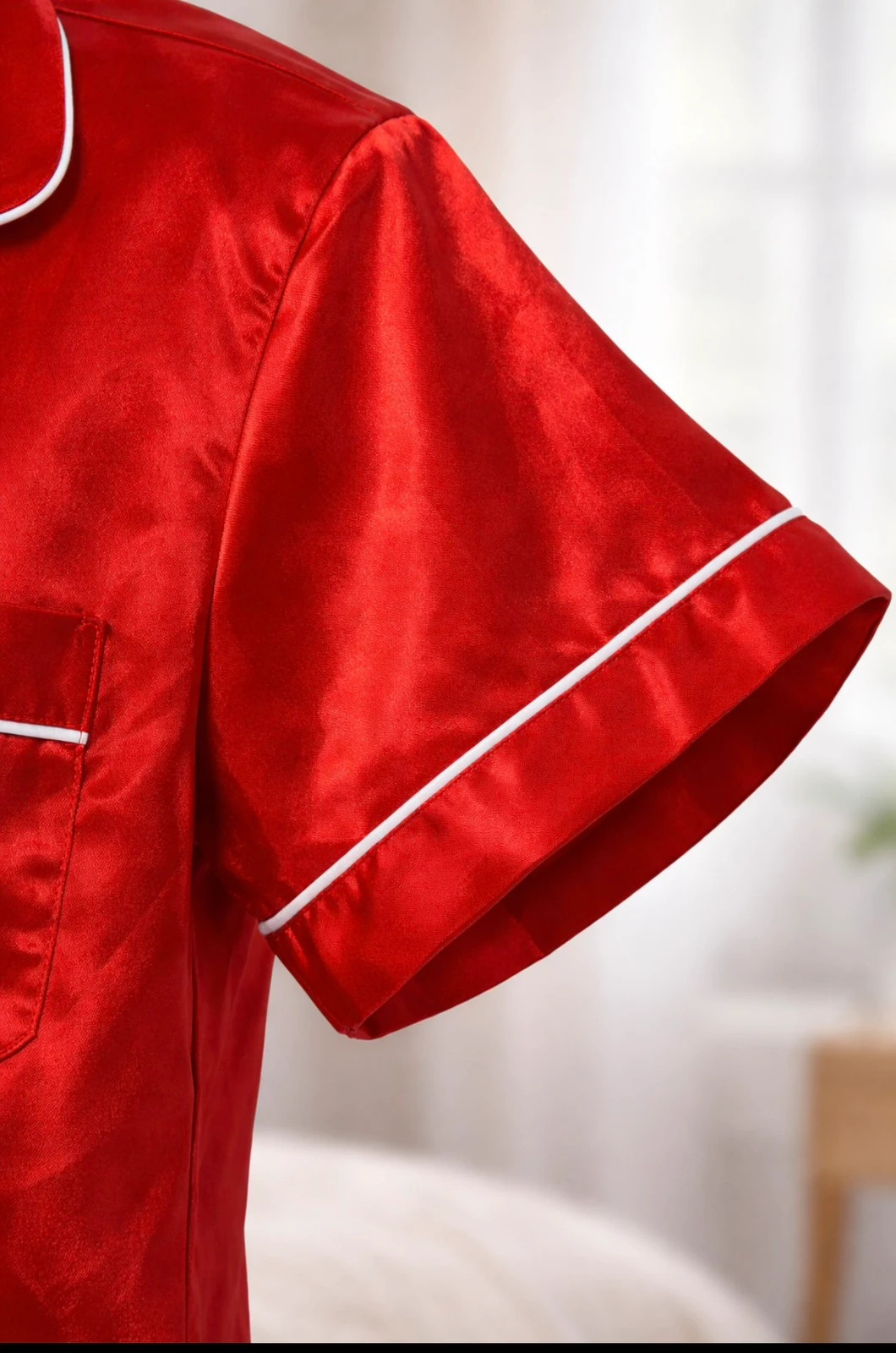 Haut de pyjama satin rouge,Élégant & confortable – H&M – taille M / 38 / 10 4
