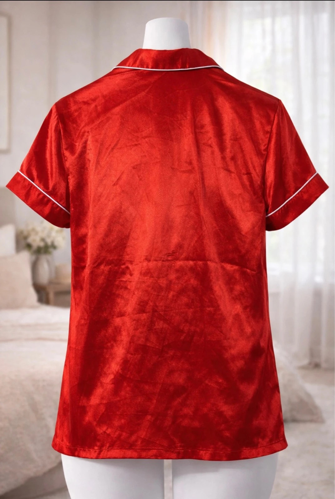Haut de pyjama satin rouge,Élégant & confortable – H&M – taille M / 38 / 10 2