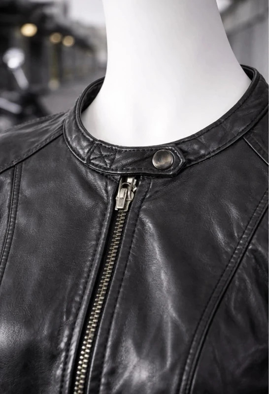 Blouson cuir véritable agneau noir – Naf Naf – style biker – Naf Naf – taille L 3