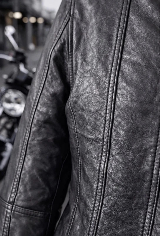 Blouson cuir véritable agneau noir – Naf Naf – style biker – Naf Naf – taille L 4