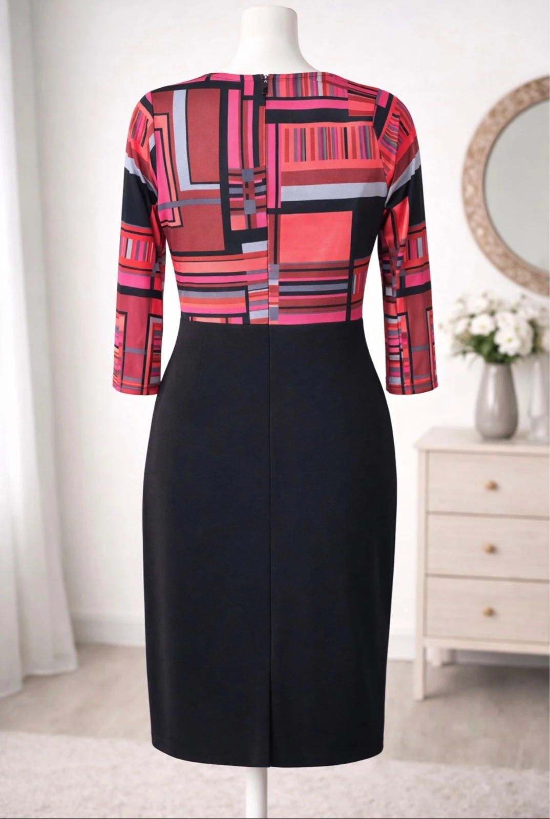 Robe Christine Laure noir & rose – Taille 38/M – Élégante – Christine Laure – taille M / 38 / 10 2