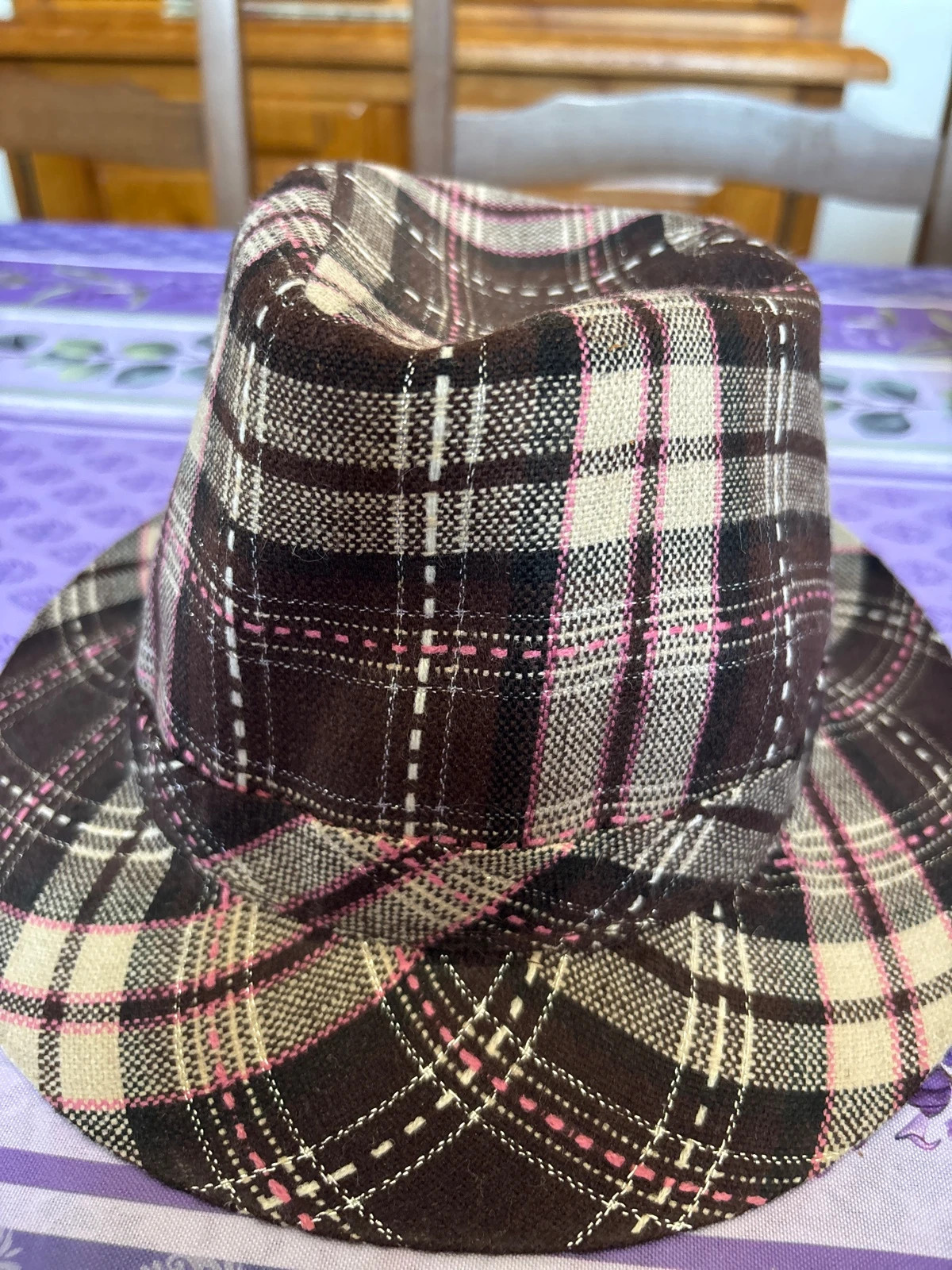 Chapeau Fedora à carreaux – taille 58 2