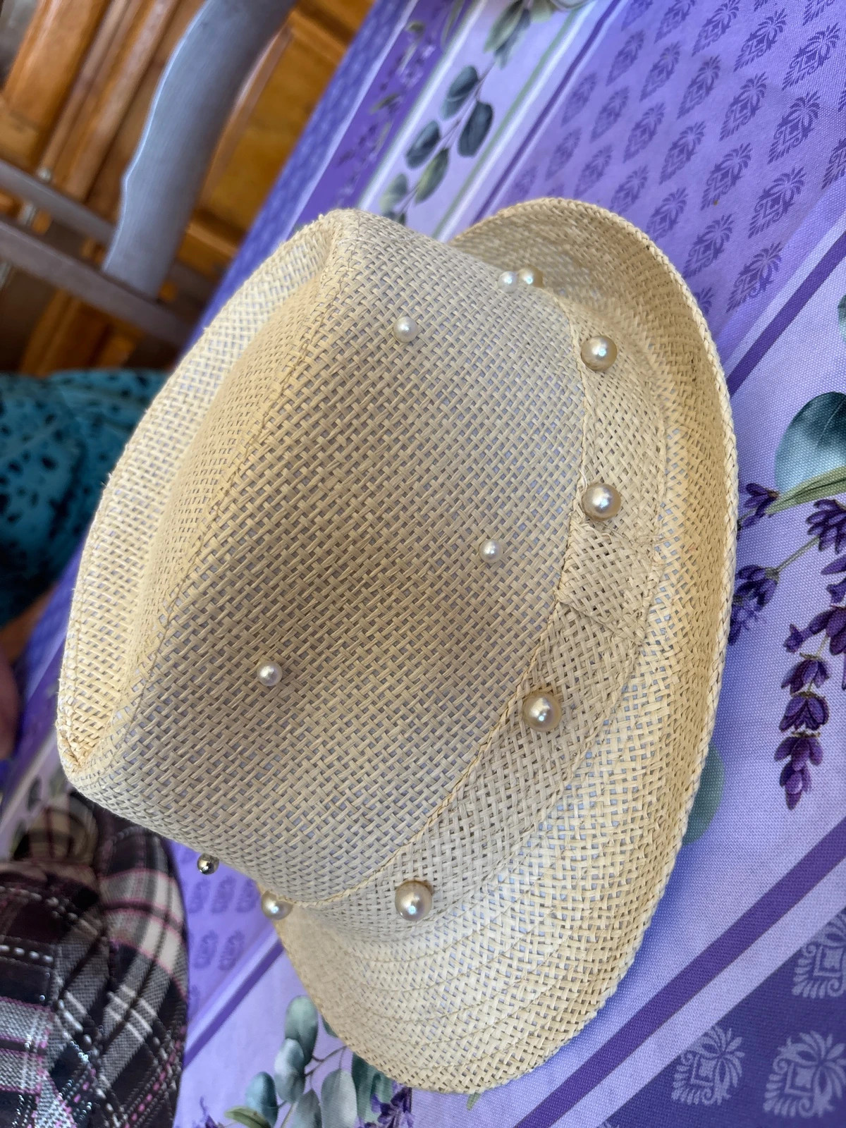 Chapeau beige à perles – Luc-Ce – taille Taille unique 5