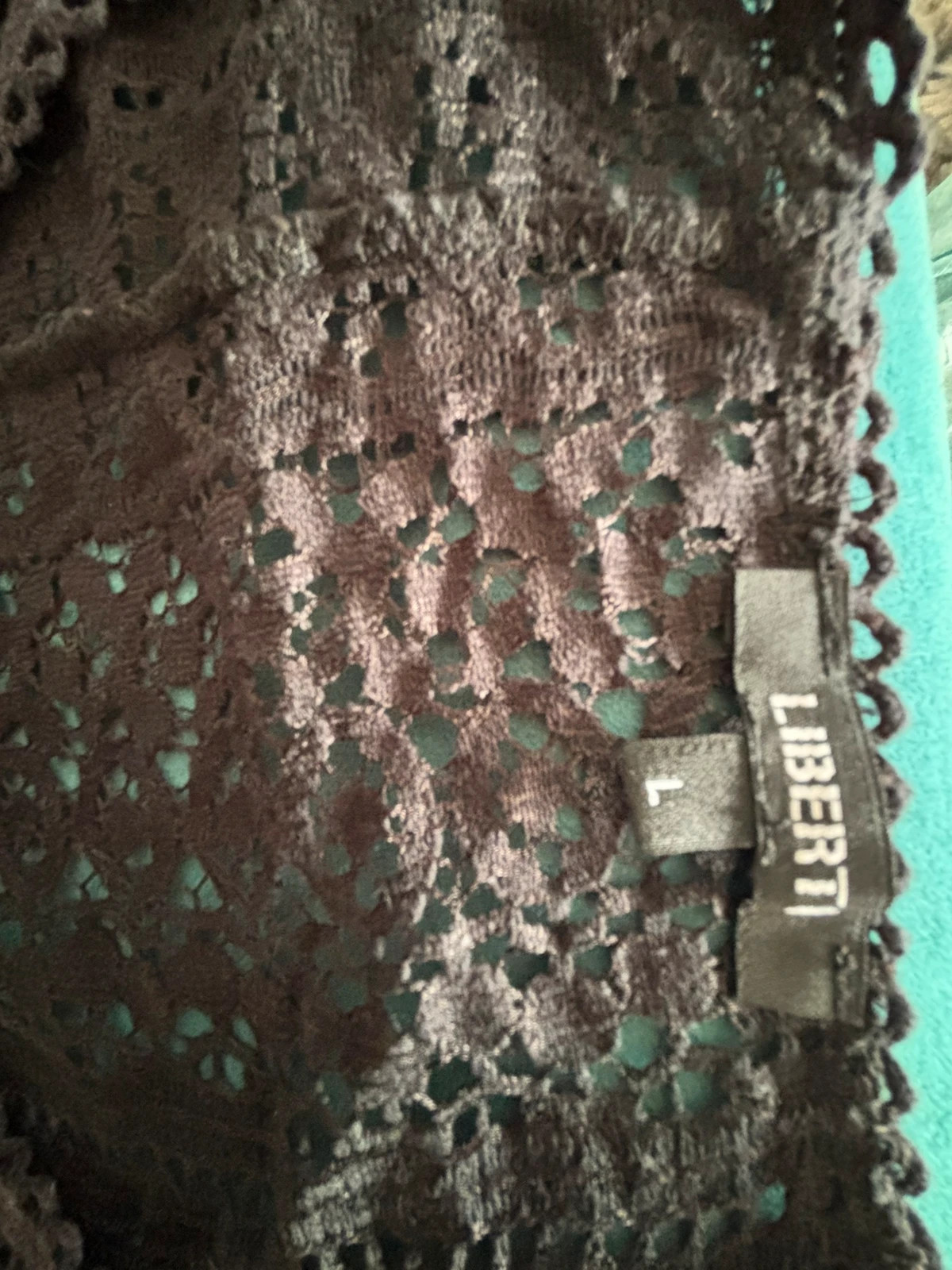 Top en dentelle crochet bohème chic noir – Liberto – taille L / 40 / 12 3