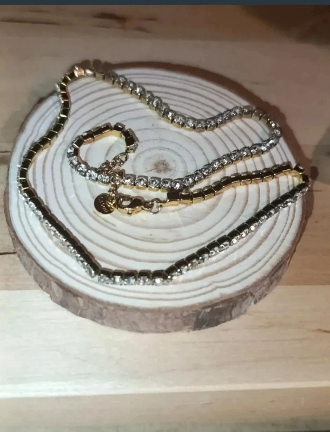 Collar acero dorado y circonitas 44 cms – gargantilla 3