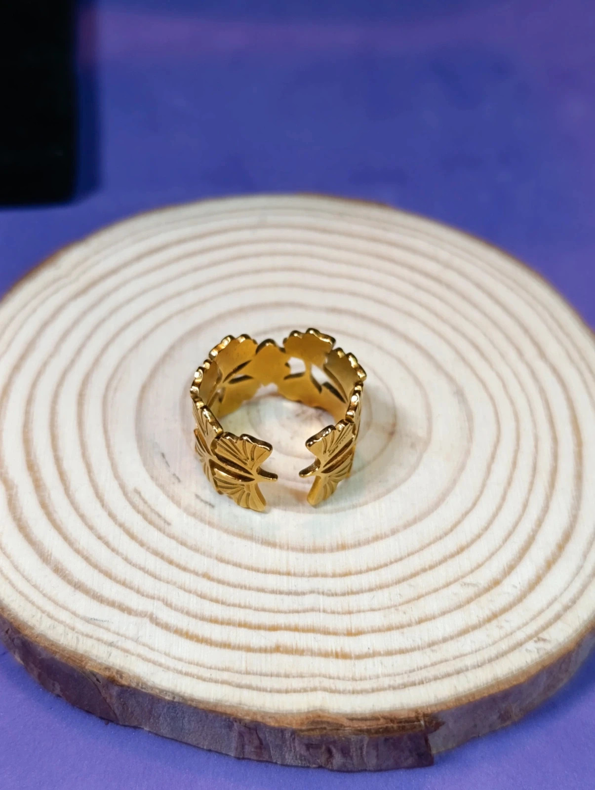 Anillo abierto diseño Hojas acero dorado talla 6½ – anillo – taille 46 2