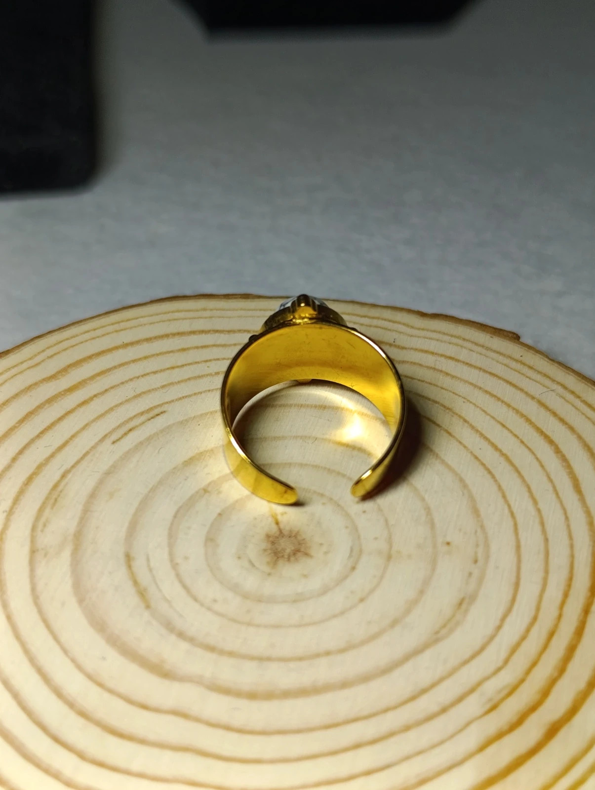 Anillo abierto acero dorado y amatista morada talla 8 – anillo – taille 46 5