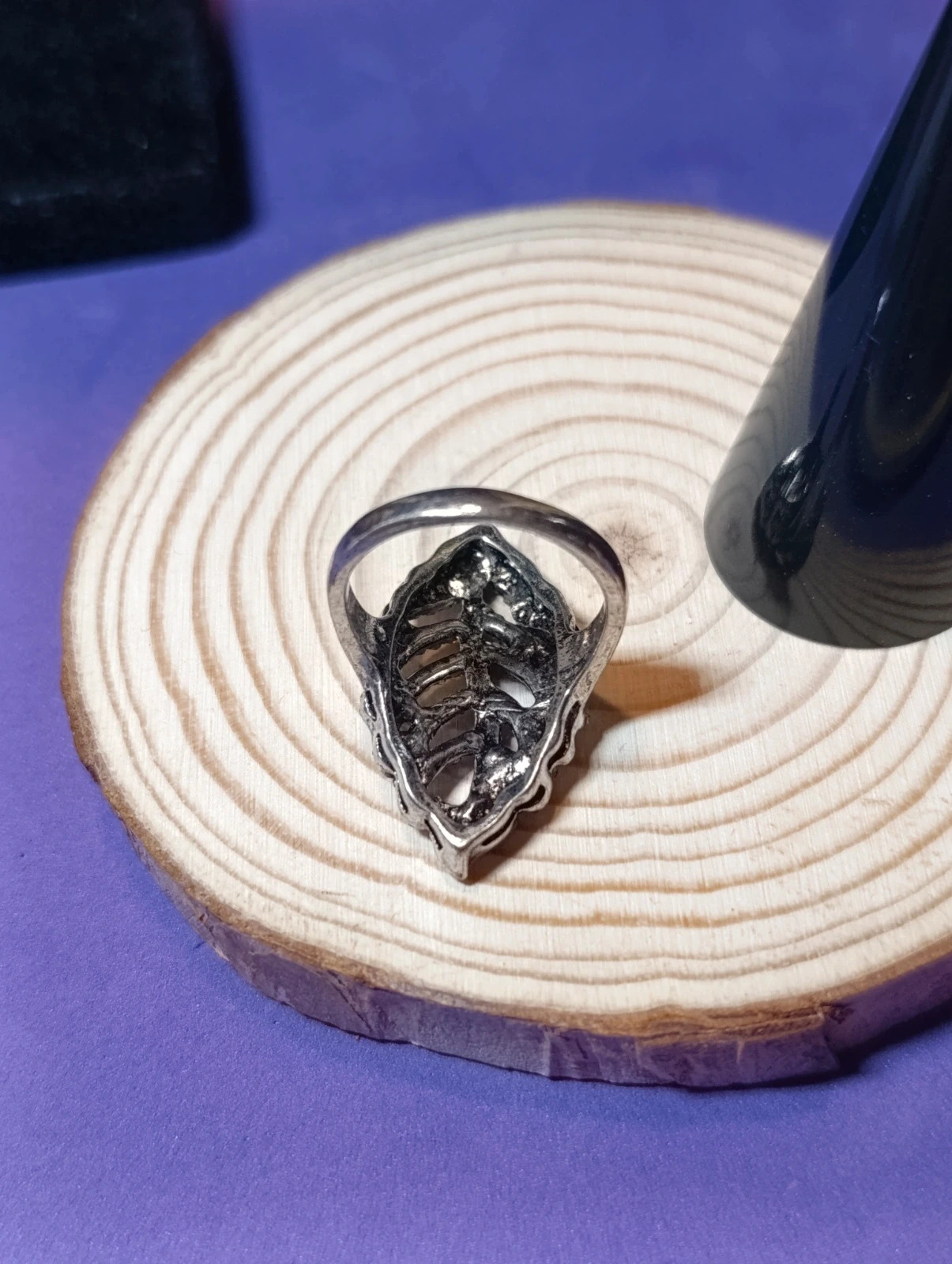 Anillo de Hoja de acero y cristales multicolor Talla 10 – anillo – taille 46 2