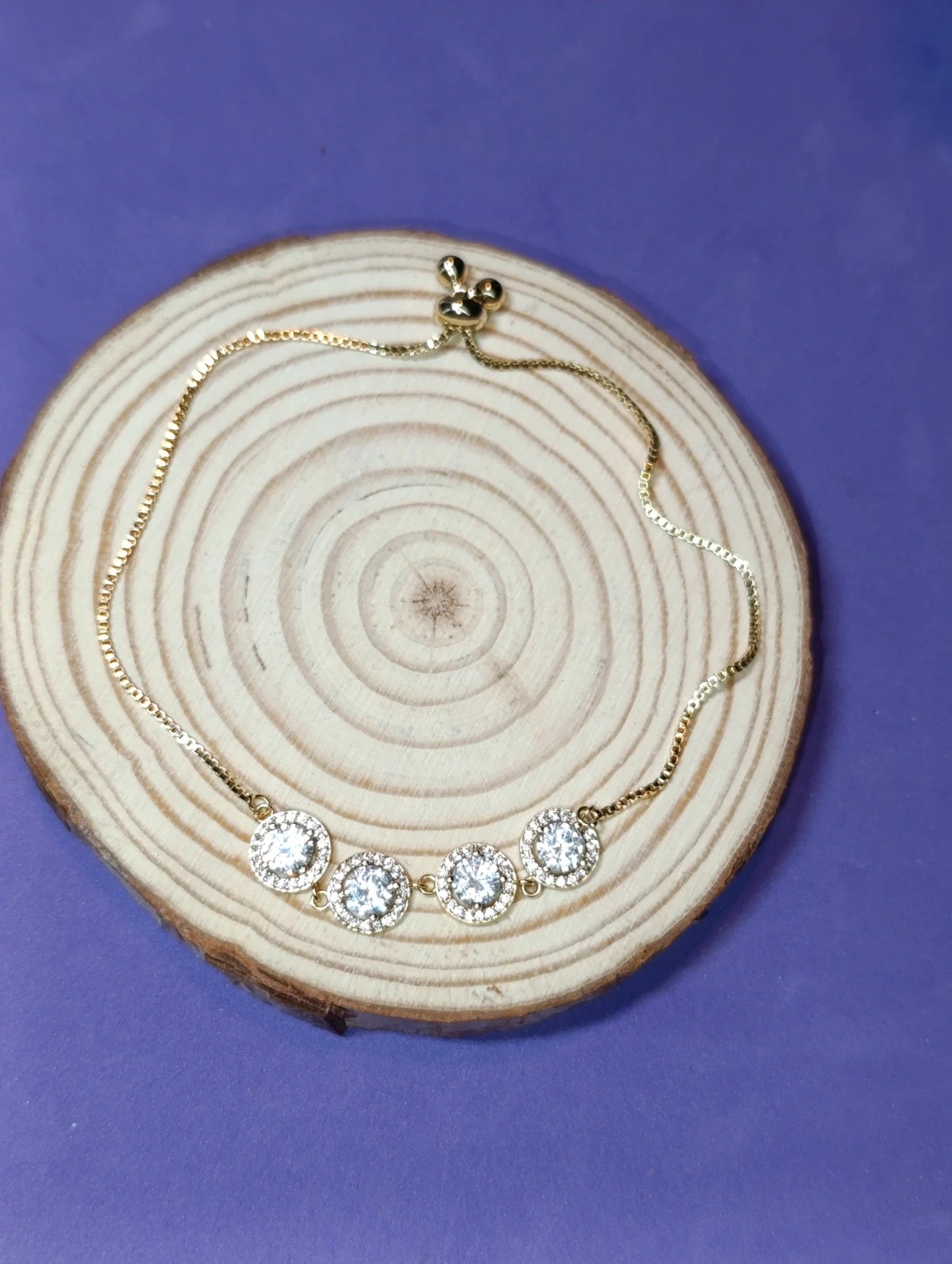 Pulsera acero dorado con cuatro circonitas – pulsera 2