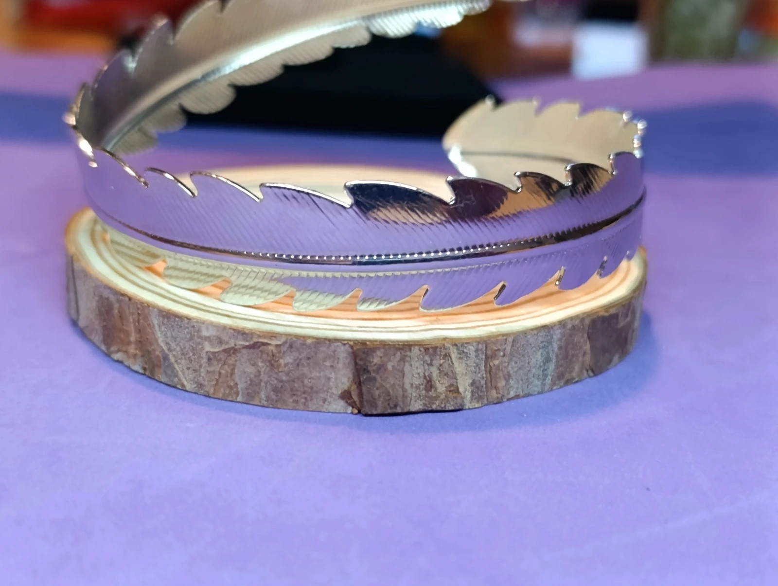 Brazalete acero plateado diseño romano de hoja – brazalete – taille Taille unique 2