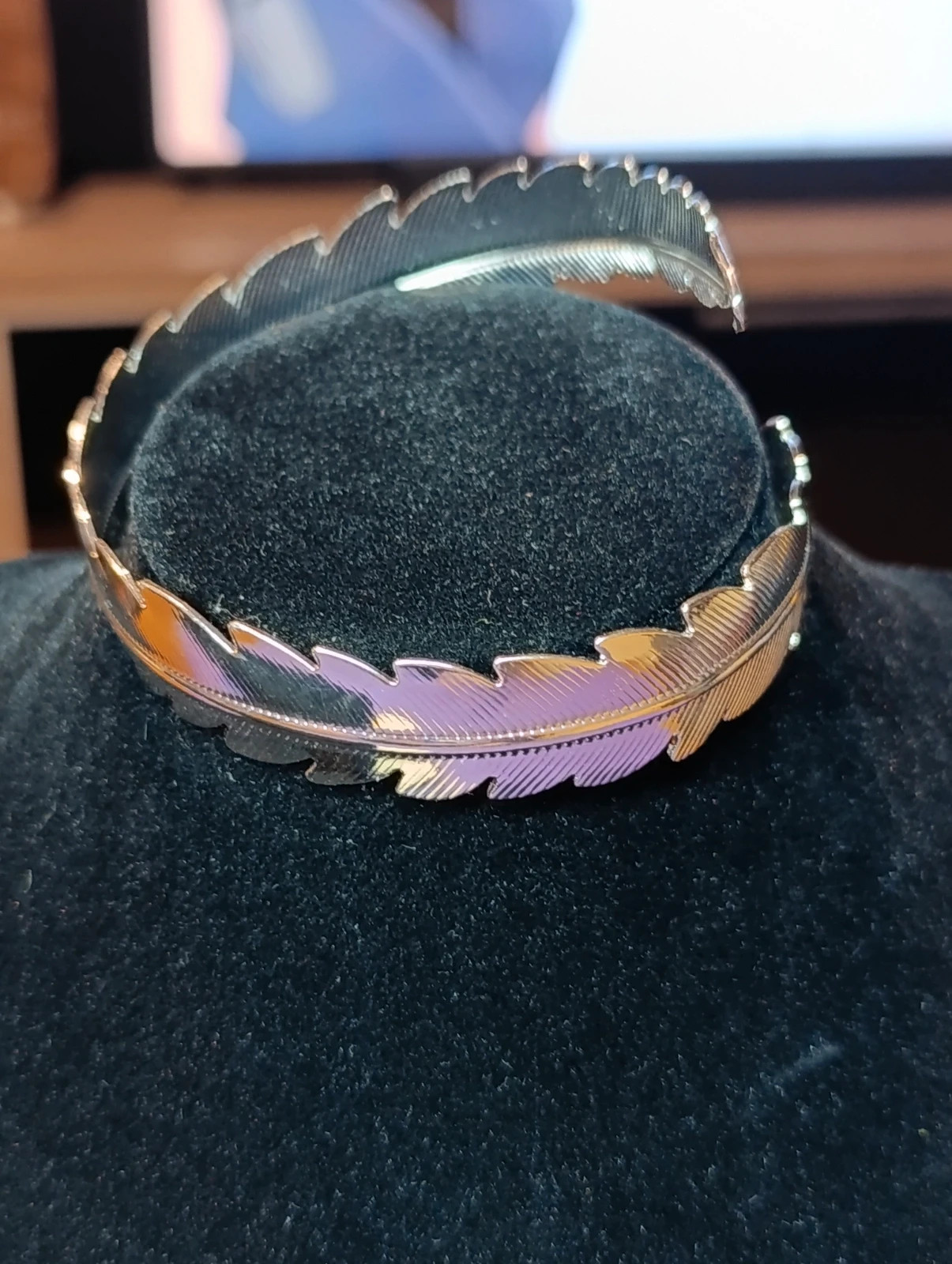 Brazalete acero plateado diseño romano de hoja – brazalete – taille Taille unique 4