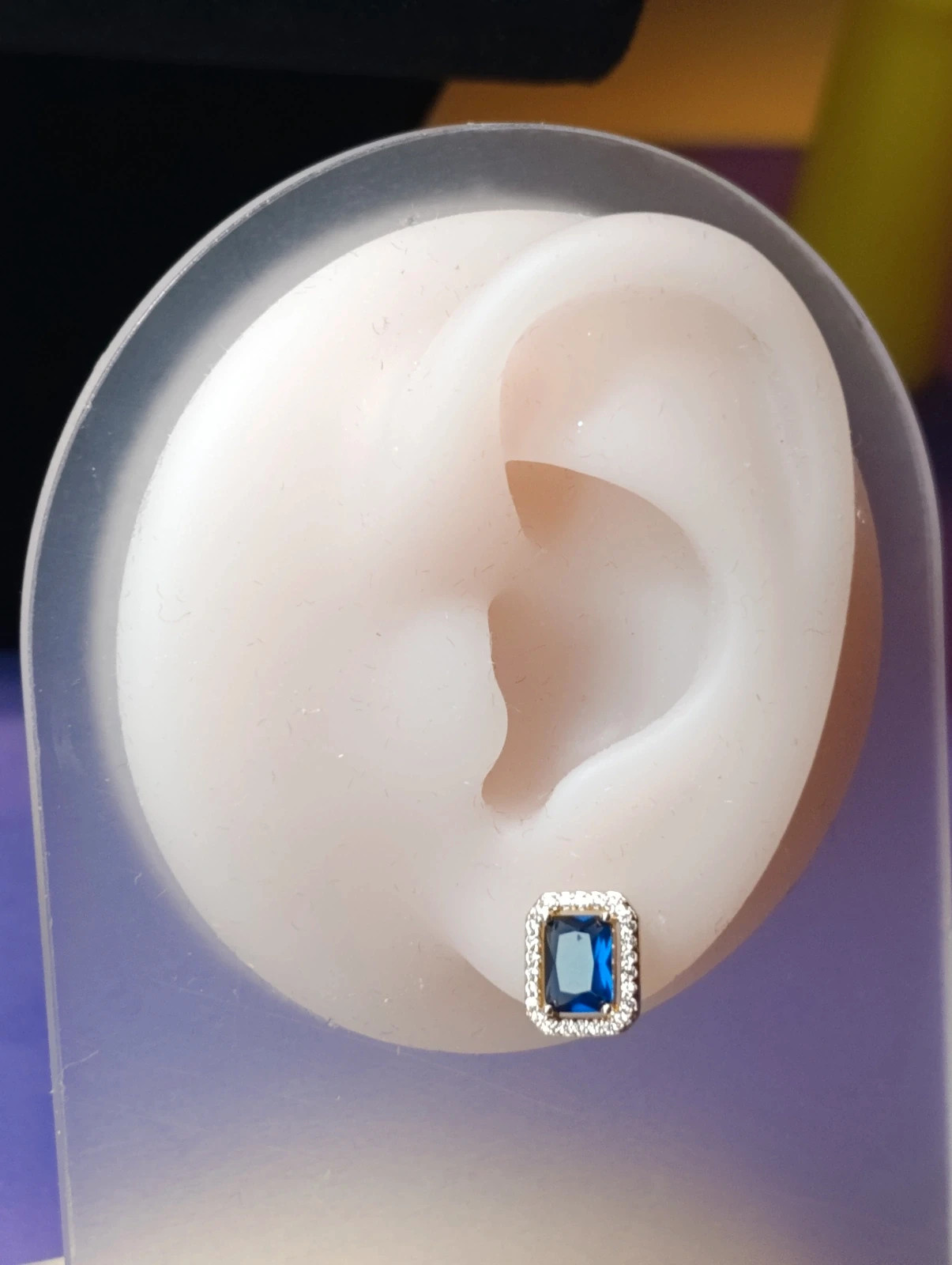 Pendientes oro laminado y circonitas blancas y azul – Pendientes – taille Taille unique 3