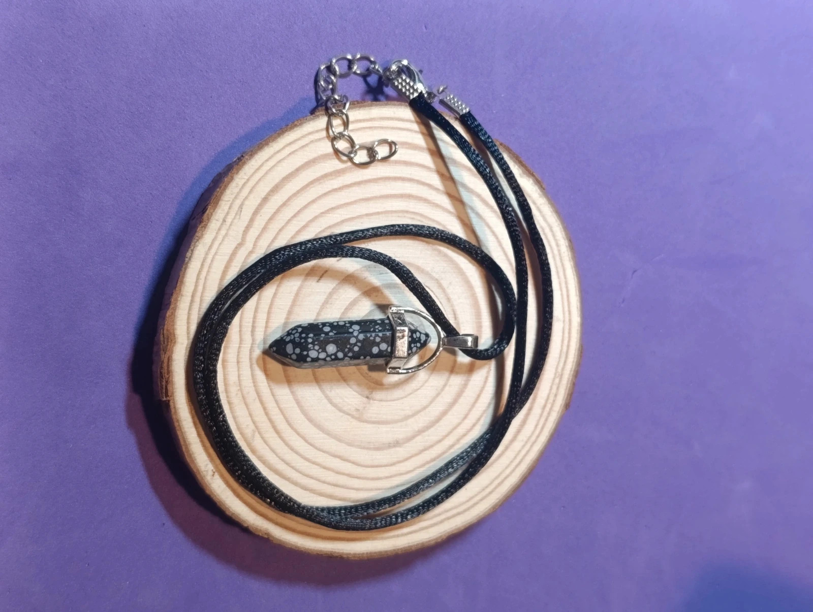 Collar piedra obsidiana negra moteada 58 cms – COLLAR 2