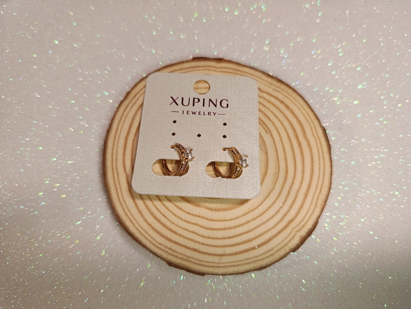 Pendientes aro Xuping con circonitas y oro laminado