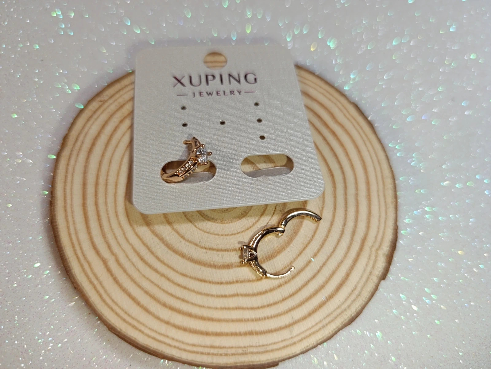 Pendientes aro Xuping con circonitas y oro laminado – Xuping 3