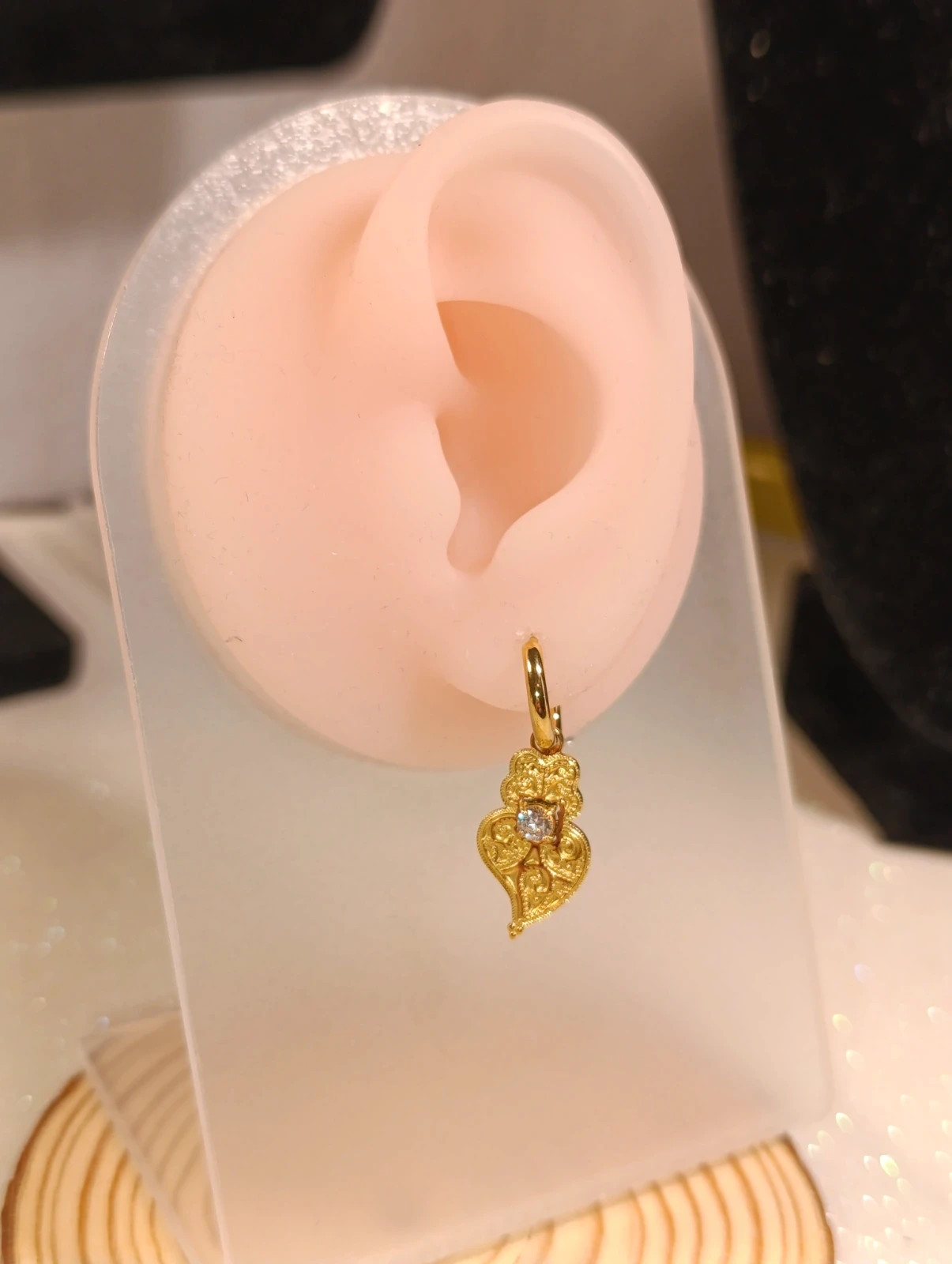 Pendientes acero dorado Corazón de Viana Faço Biju – faço biju – taille Taille unique 3