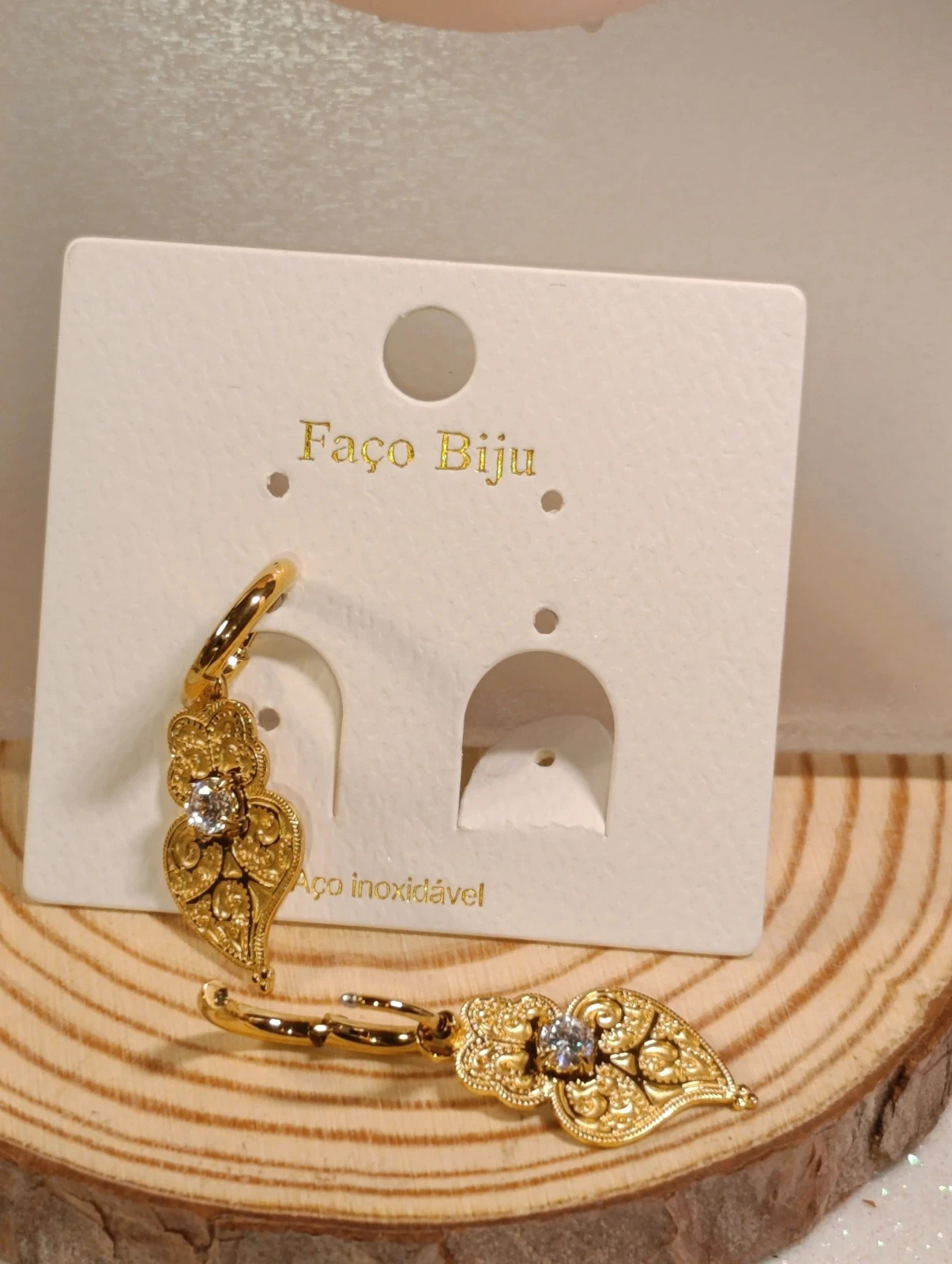 Pendientes acero dorado Corazón de Viana Faço Biju – faço biju – taille Taille unique 4