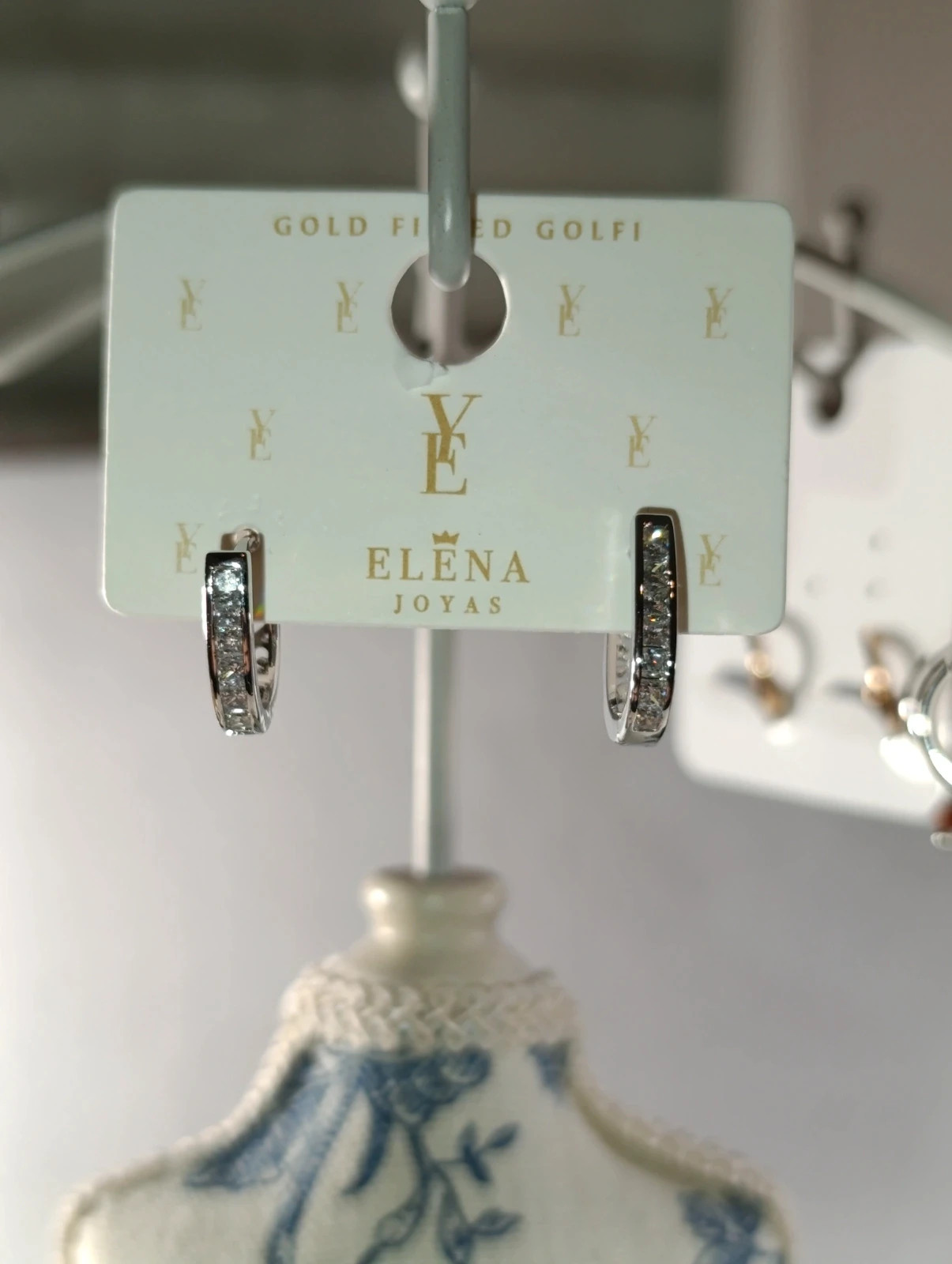Argollas oro blanco laminado con circonitas de Elena Joyas – Elena joyas – taille Taille unique 5