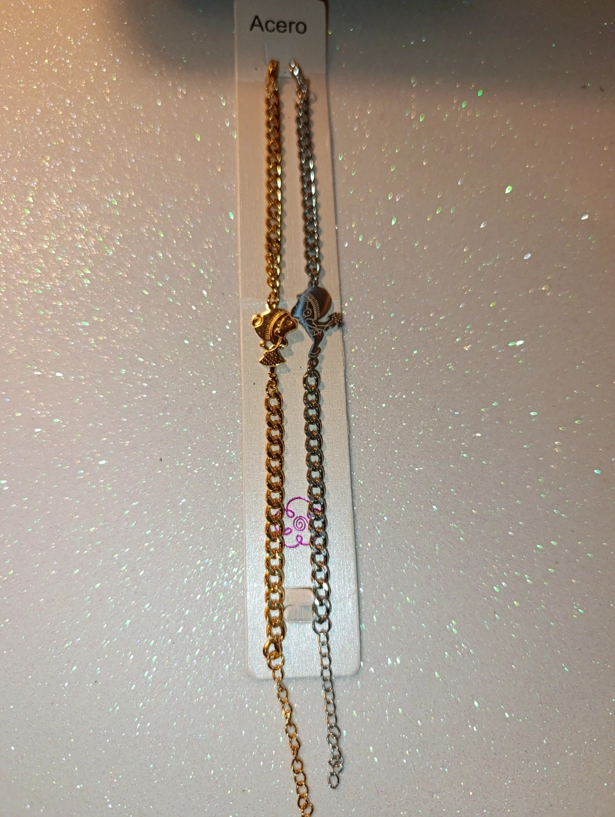 Par de pulseras de acero de Enamorados 22 cms