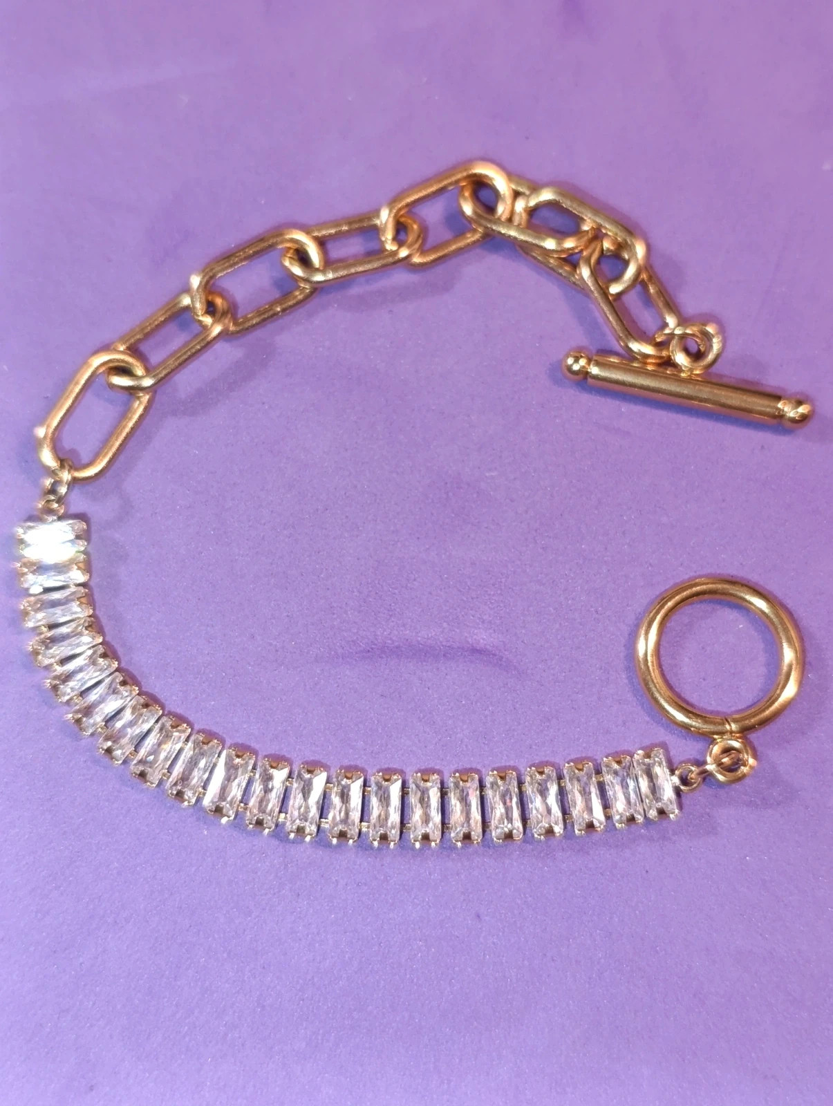 Pulsera eslabones acero y circonitas y cierre T. 18 cms – pulseras 2