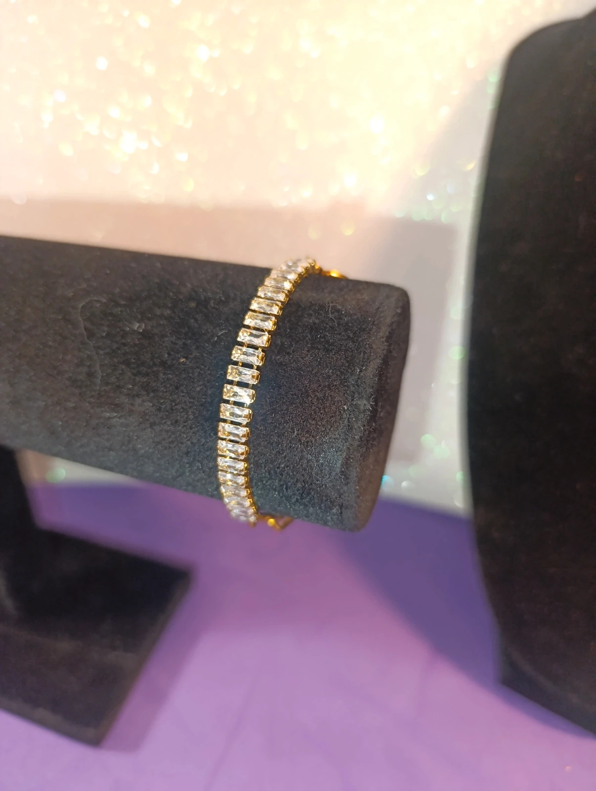 Pulsera eslabones acero y circonitas y cierre T. 18 cms