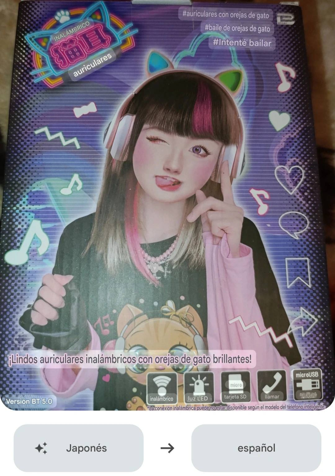 Auriculares inalámbricos Orejas Gato LED – BT 5.0 2