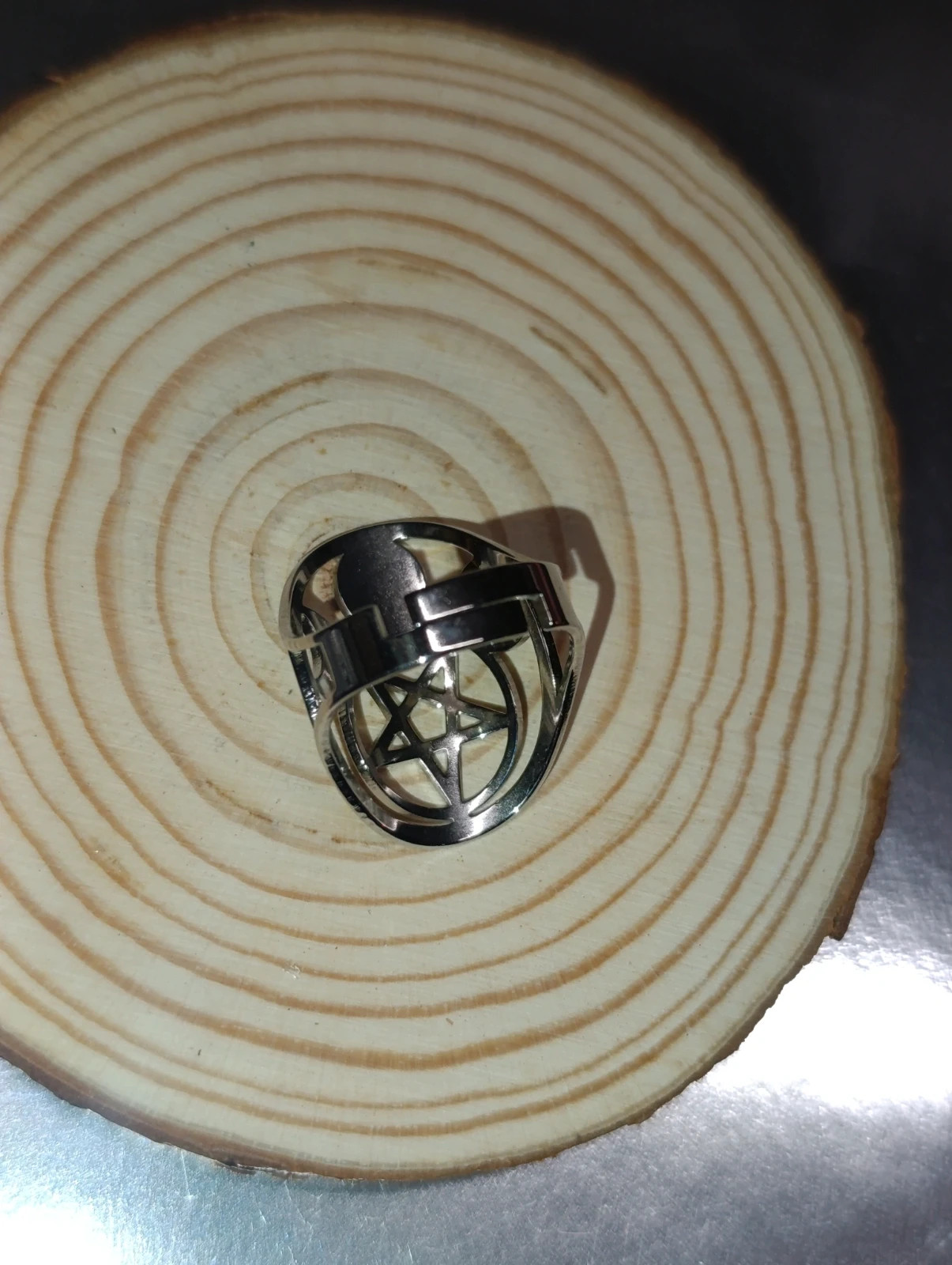 Anillo ajustable acero plateado Estrella 5 puntas talla 7.5 – anillos – taille 46 3