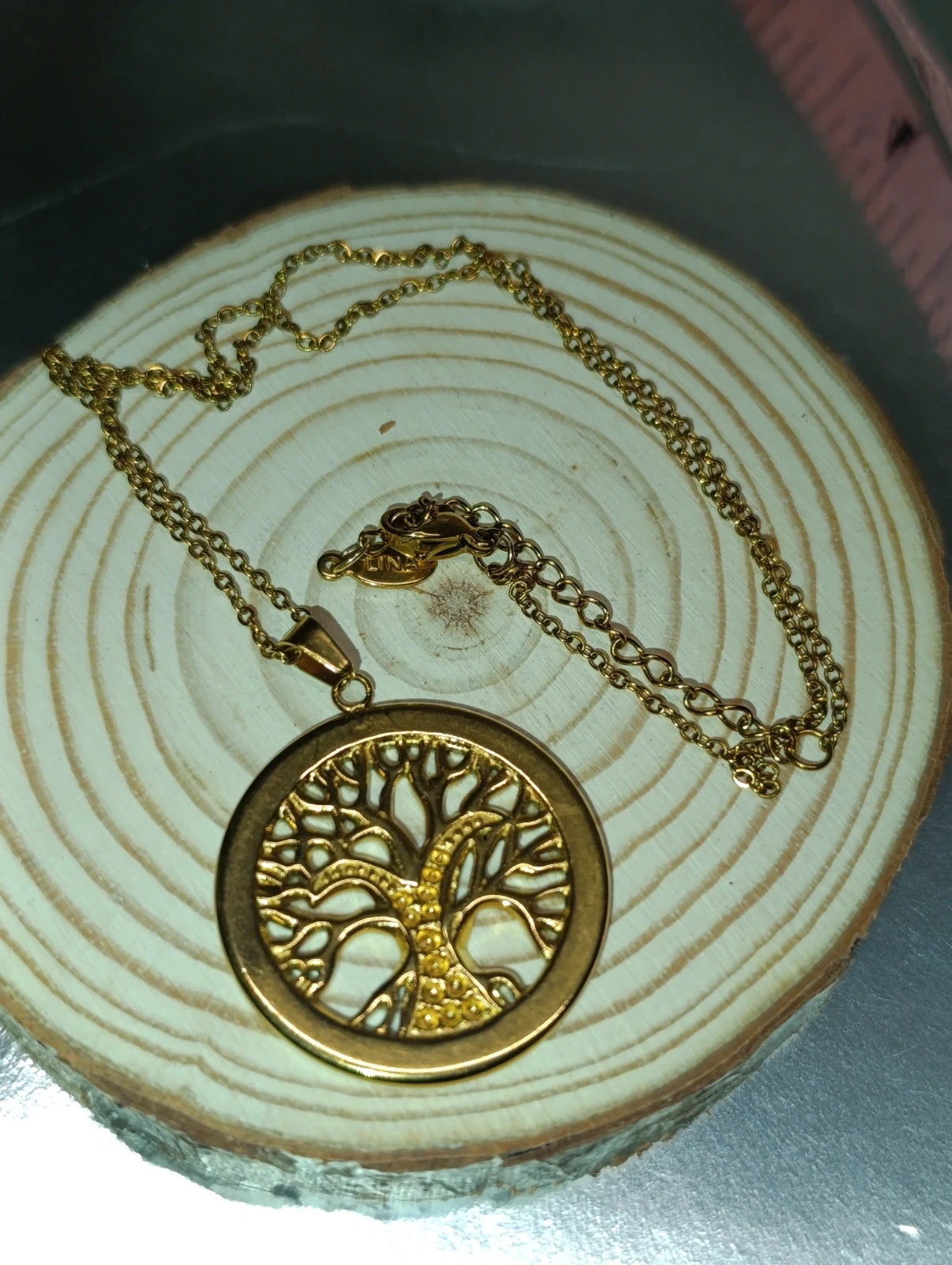 Collar de acero dorado Árbol de la Vida 46 cms – COLLAR 2