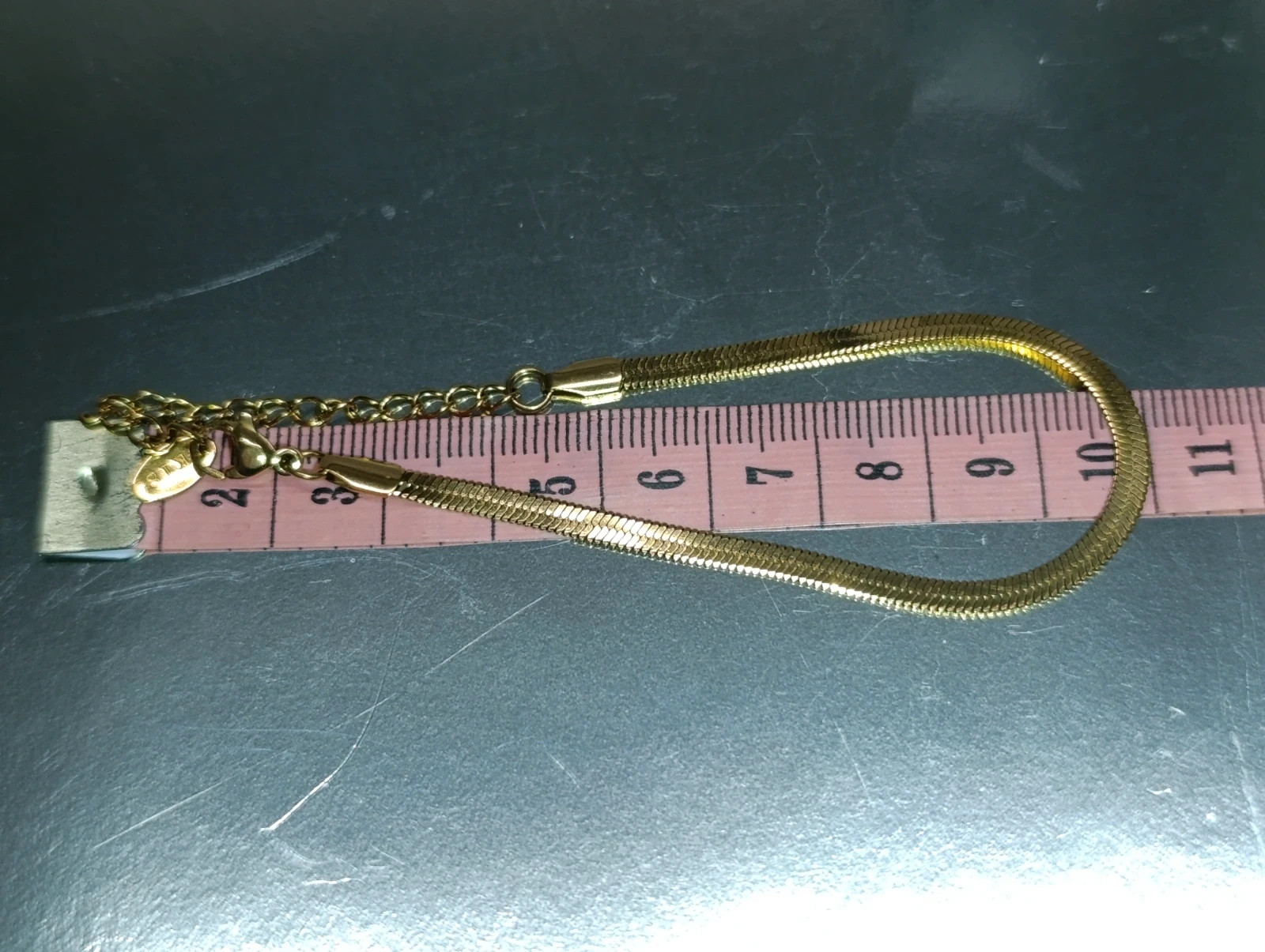 Pulsera Cadena de Espiga acero laminado dorado 10cms – pulsera 5