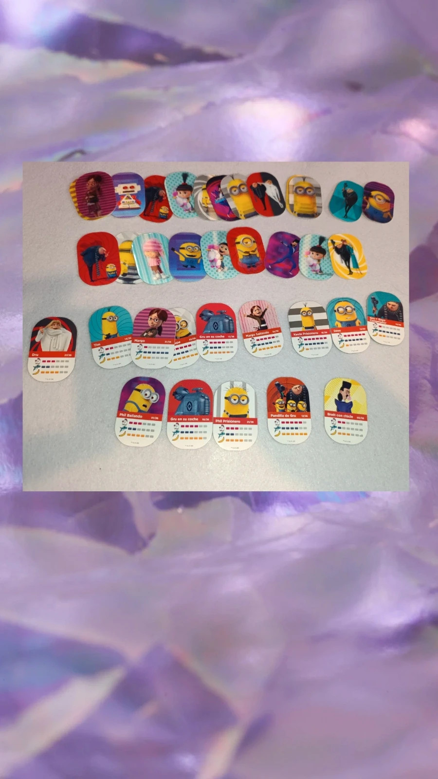 Set de 36 fichas holográficas de Minions, Mi Villano Favorito