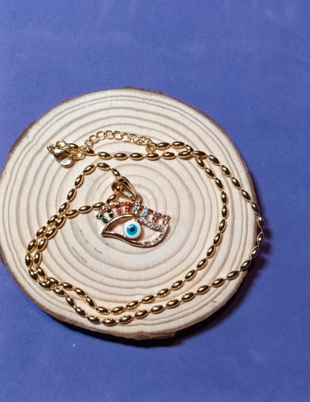 Collar oro laminado Ojo Turco circonitas multicolor 49 cms – Xuping 5
