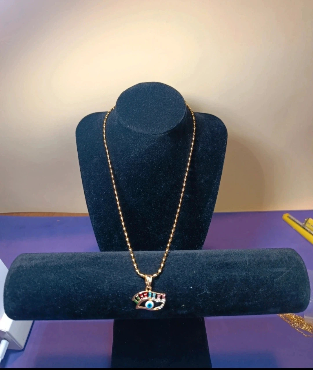 Collar oro laminado Ojo Turco circonitas multicolor 49 cms – Xuping 3