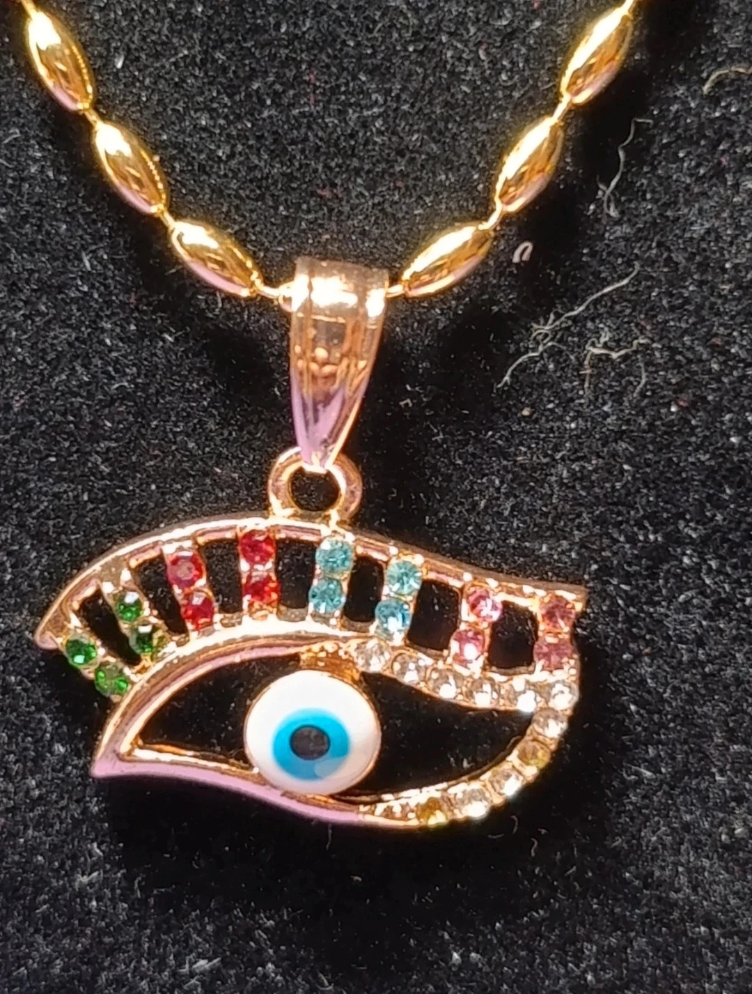 Collar oro laminado Ojo Turco circonitas multicolor 49 cms – Xuping 4