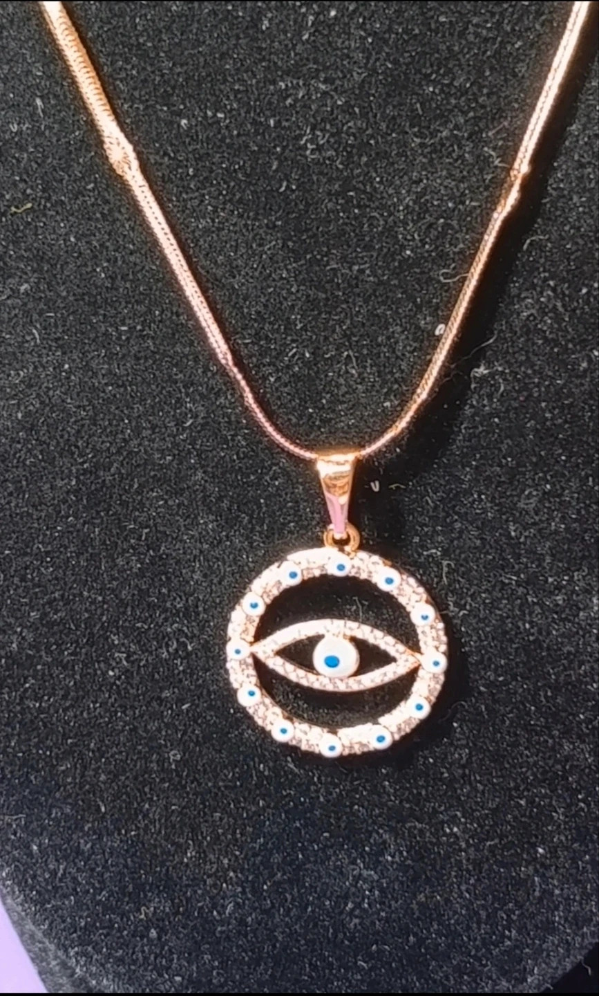 Collar Ojos Turcos acero oro laminado y circonitas XP 46 cms – Xuping – taille Taille unique 3