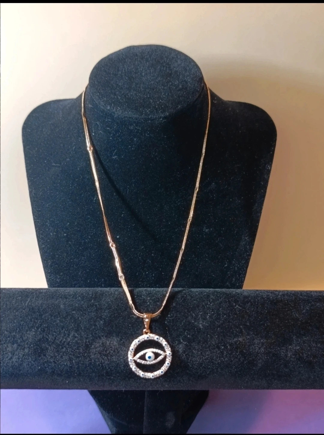 Collar Ojos Turcos acero oro laminado y circonitas XP 46 cms – Xuping – taille Taille unique 4