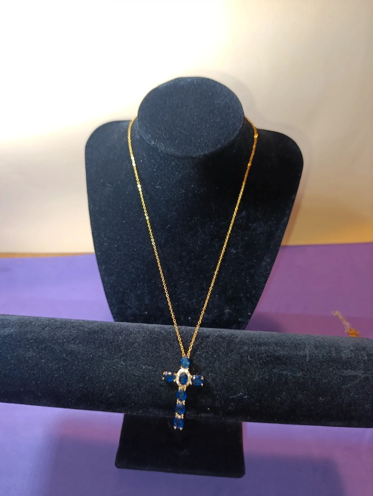 Collar acero dorado con Cruz Azul 46 cms – COLLAR 4
