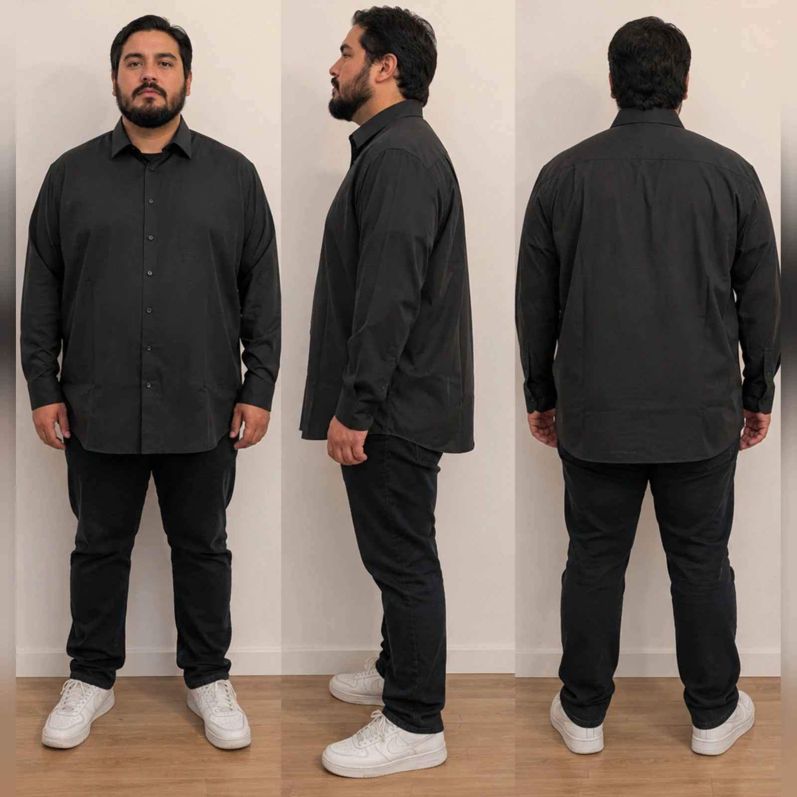 Camisa Negra Manga Larga Talla XL/2XL – BlackShirt – taille XL 2