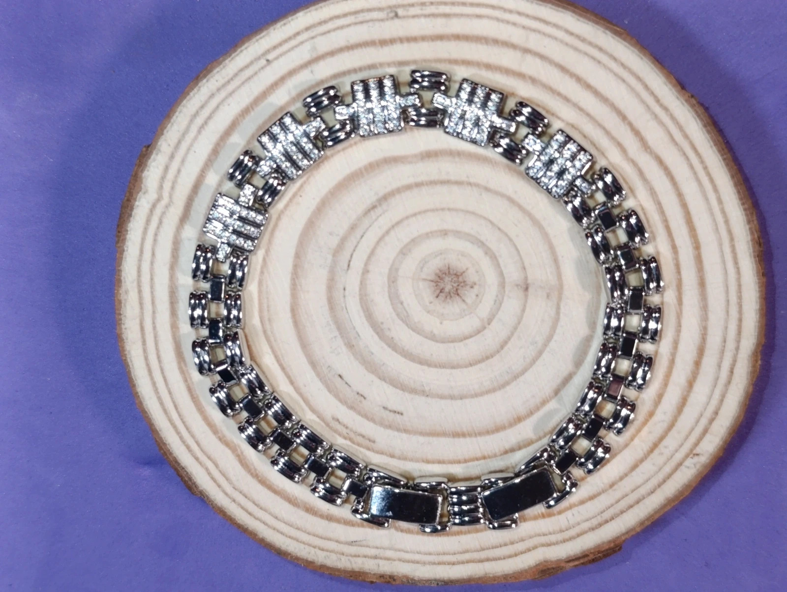 Pulsera eslabones Oro blanco laminado 14K y circonitas. – pulseras 3