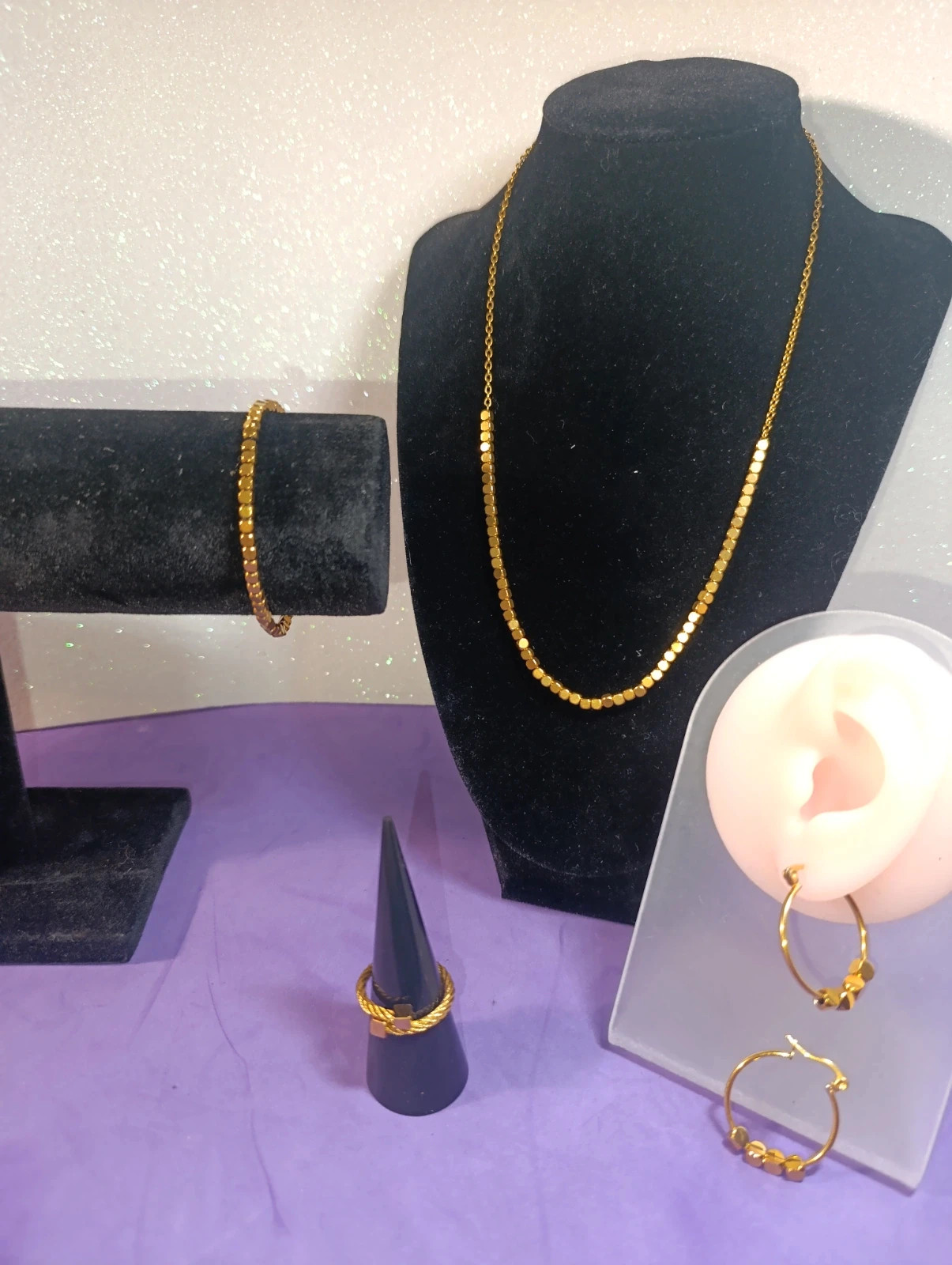 Conjunto joyería de acero dorado 4 piezas – conjunto joyería