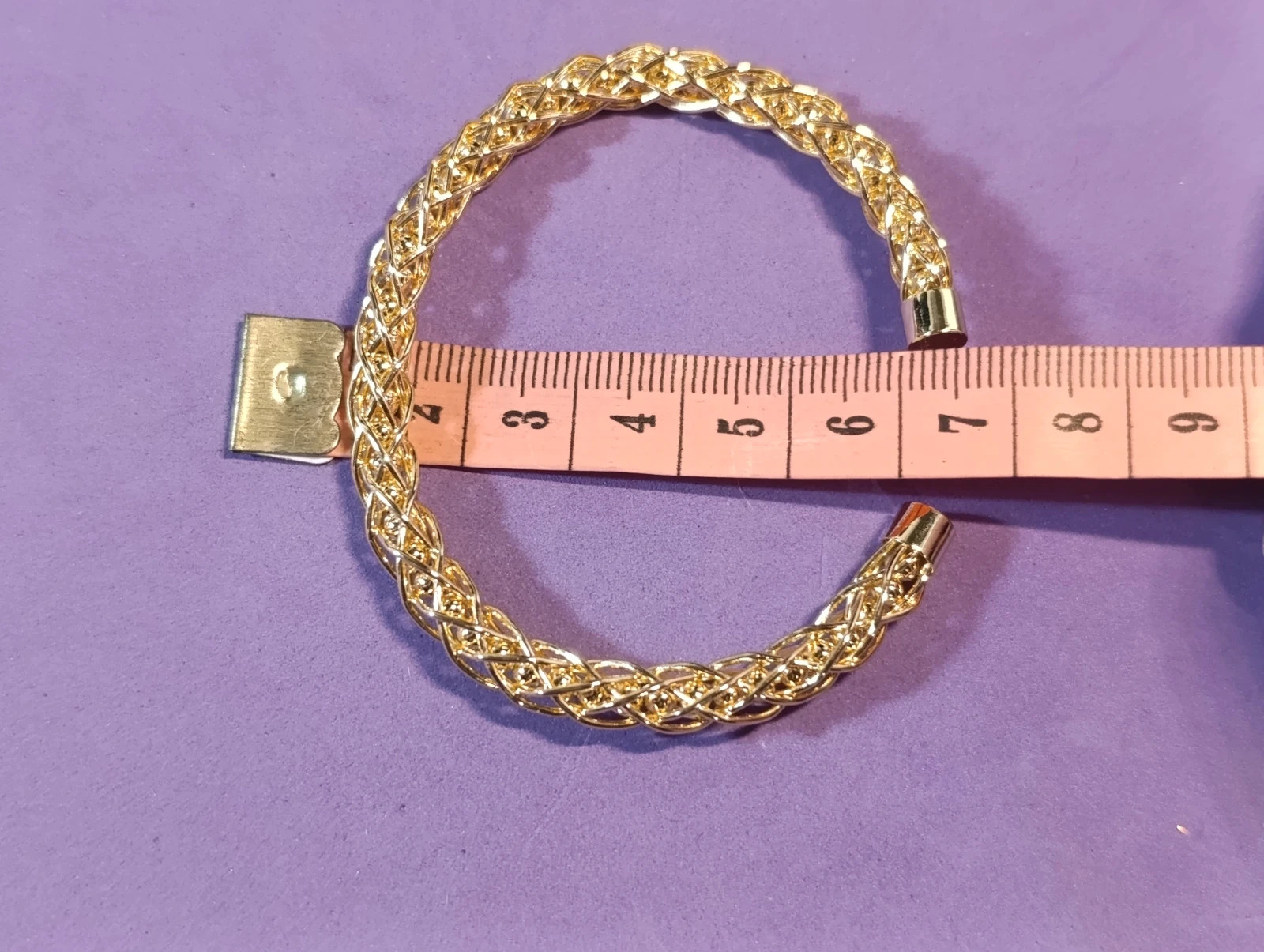 Brazalete diseño trenzado filigranas de oro laminado 14K – Brazalete – taille Taille unique 5