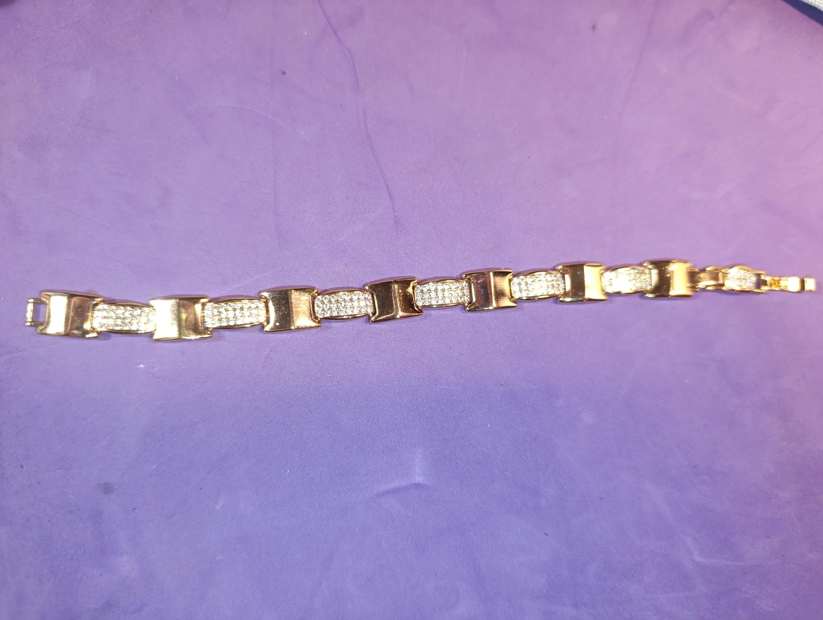 Pulsera eslabones acero, oro laminado y circonitas – pulseras 5