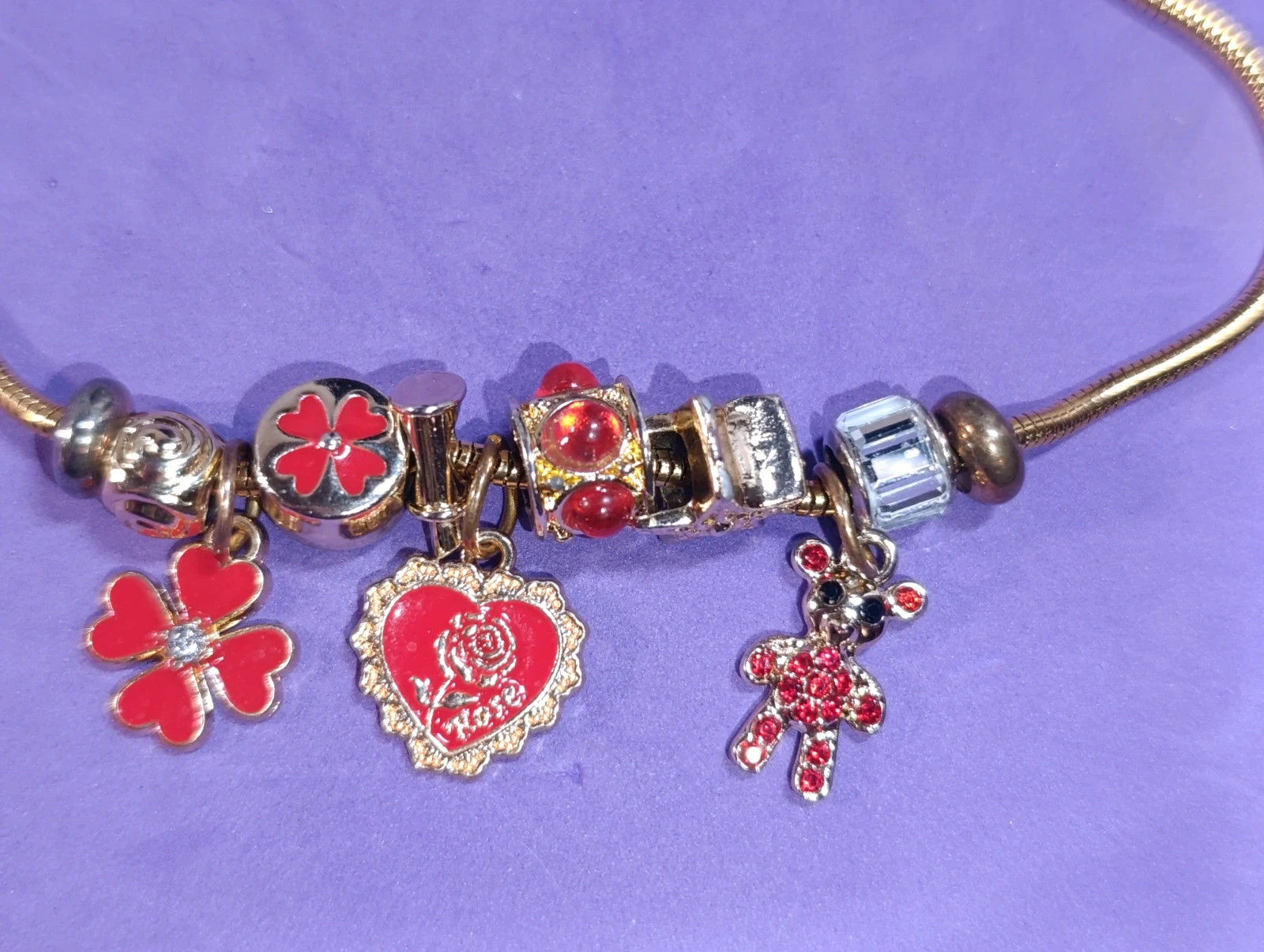 Collar acero dorado con Dijes rojos 46 cms – COLLAR – taille Taille unique 5