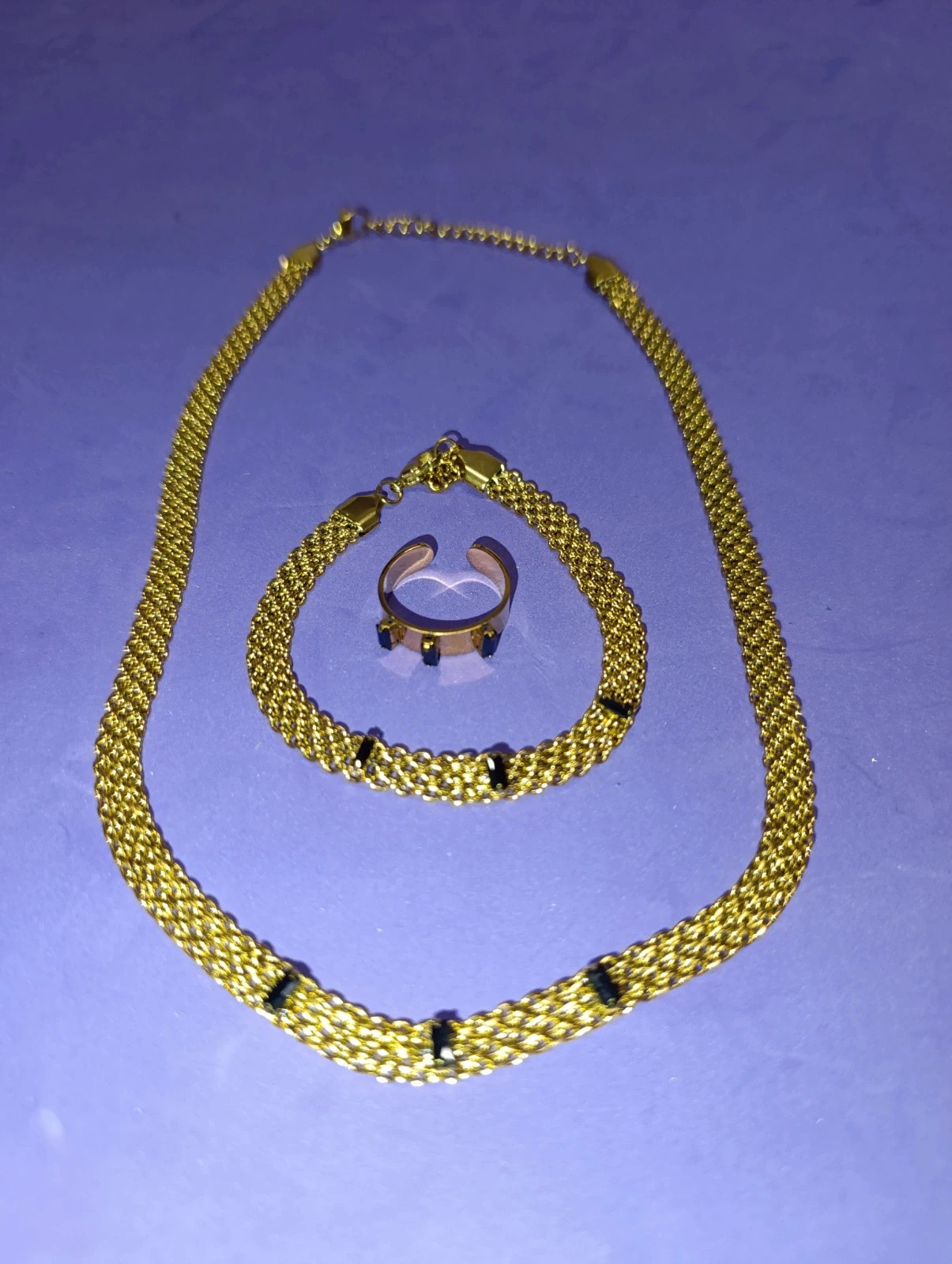 Conjunto de joyería de acero dorado – conjunto joyería 2
