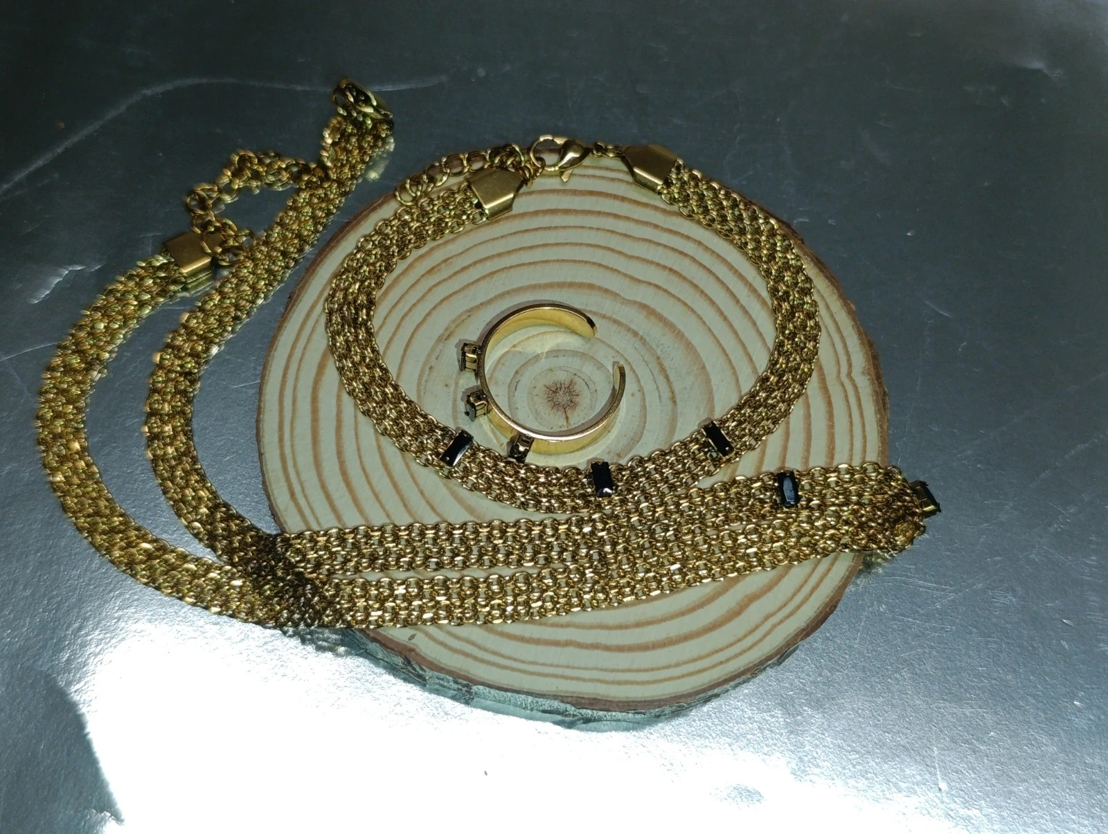 Conjunto de joyería de acero dorado – conjunto joyería 4