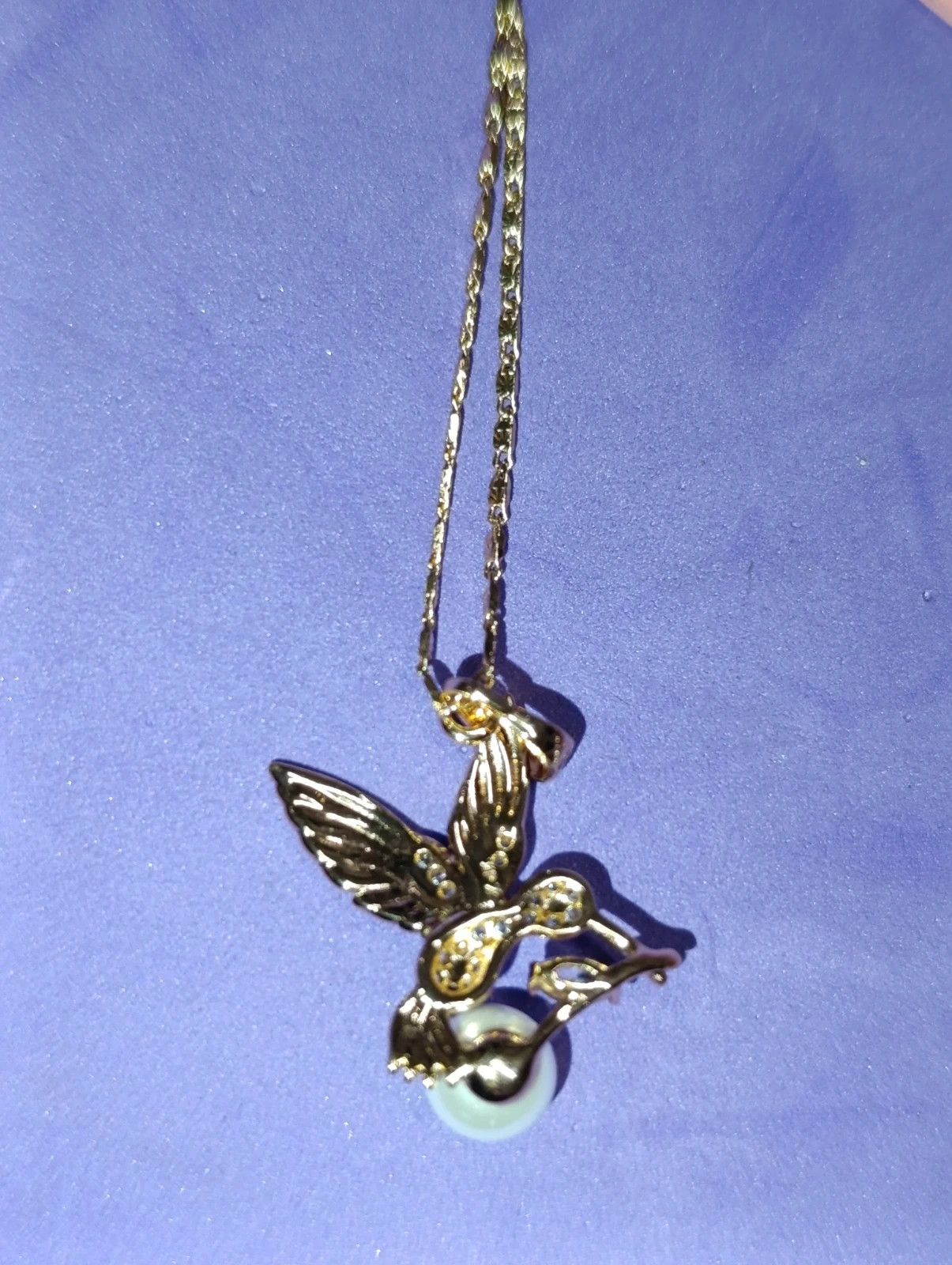Collar Oro laminado Colibri circonitas y perla sintetica Xuping 46 cms – Xuping – taille Taille unique 5