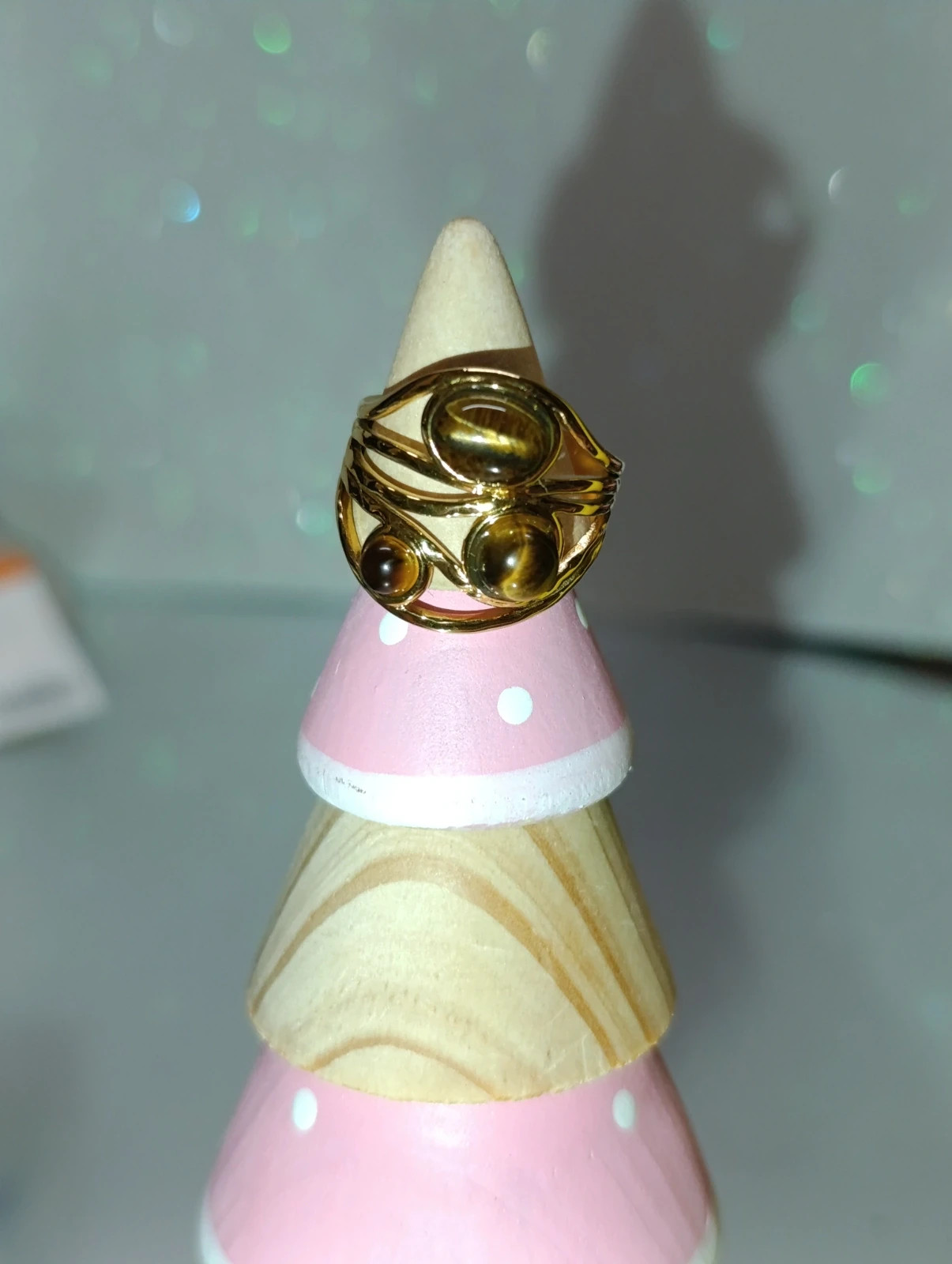 Anillo ajustable acero dorado Ojo de Tigre – anillo – taille 46 4