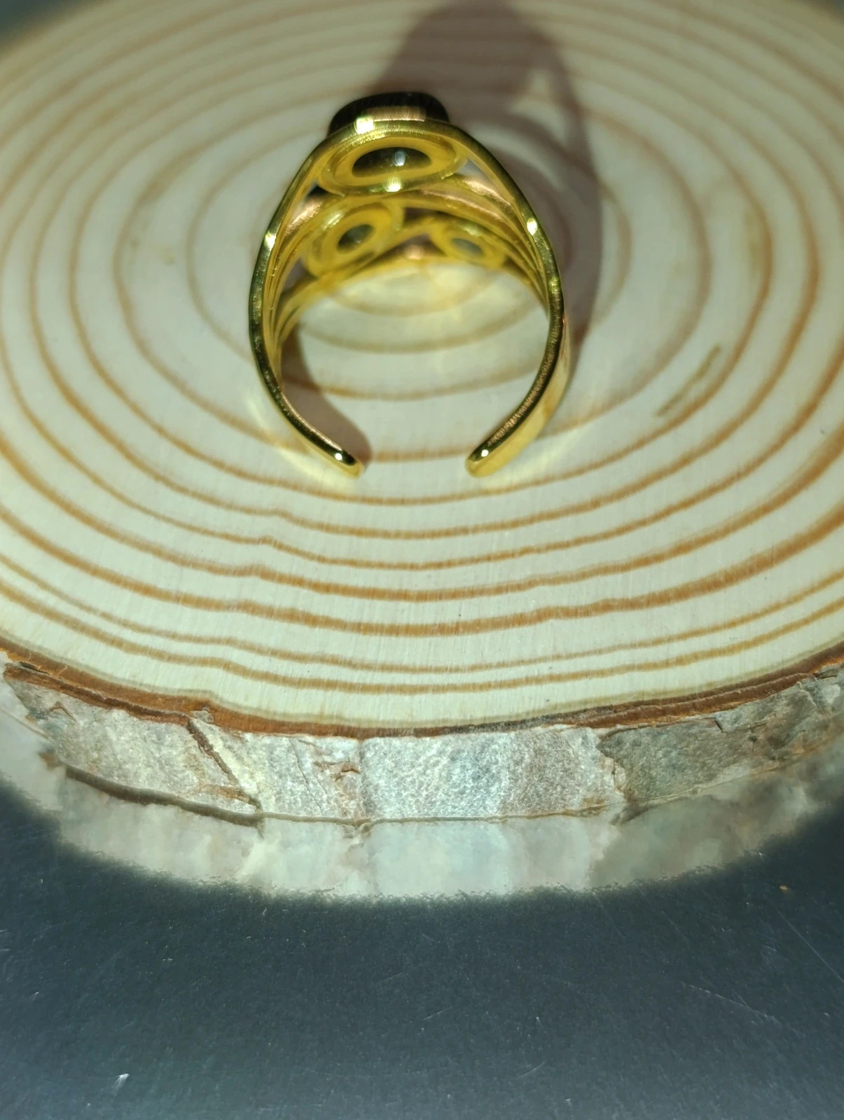 Anillo ajustable acero dorado Ojo de Tigre – anillo – taille 46 3