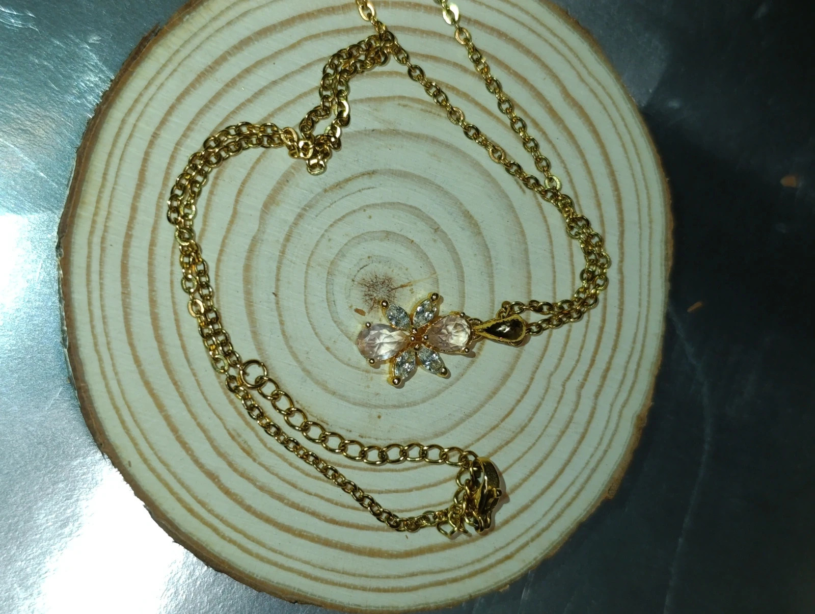 Collar colgante de Mariposa acero dorado 46 cms – COLLAR – taille Taille unique 2