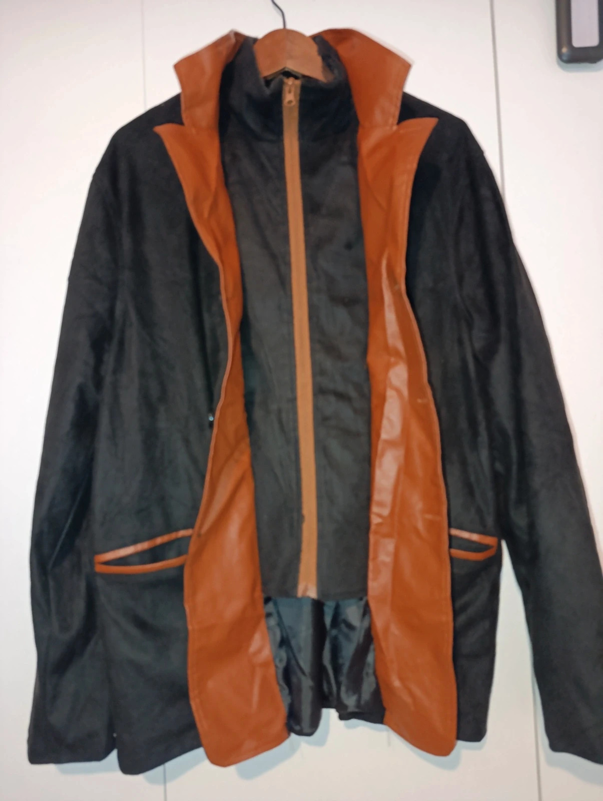 Chaqueta abrigo negra y marrón talla L – No label – taille L 2